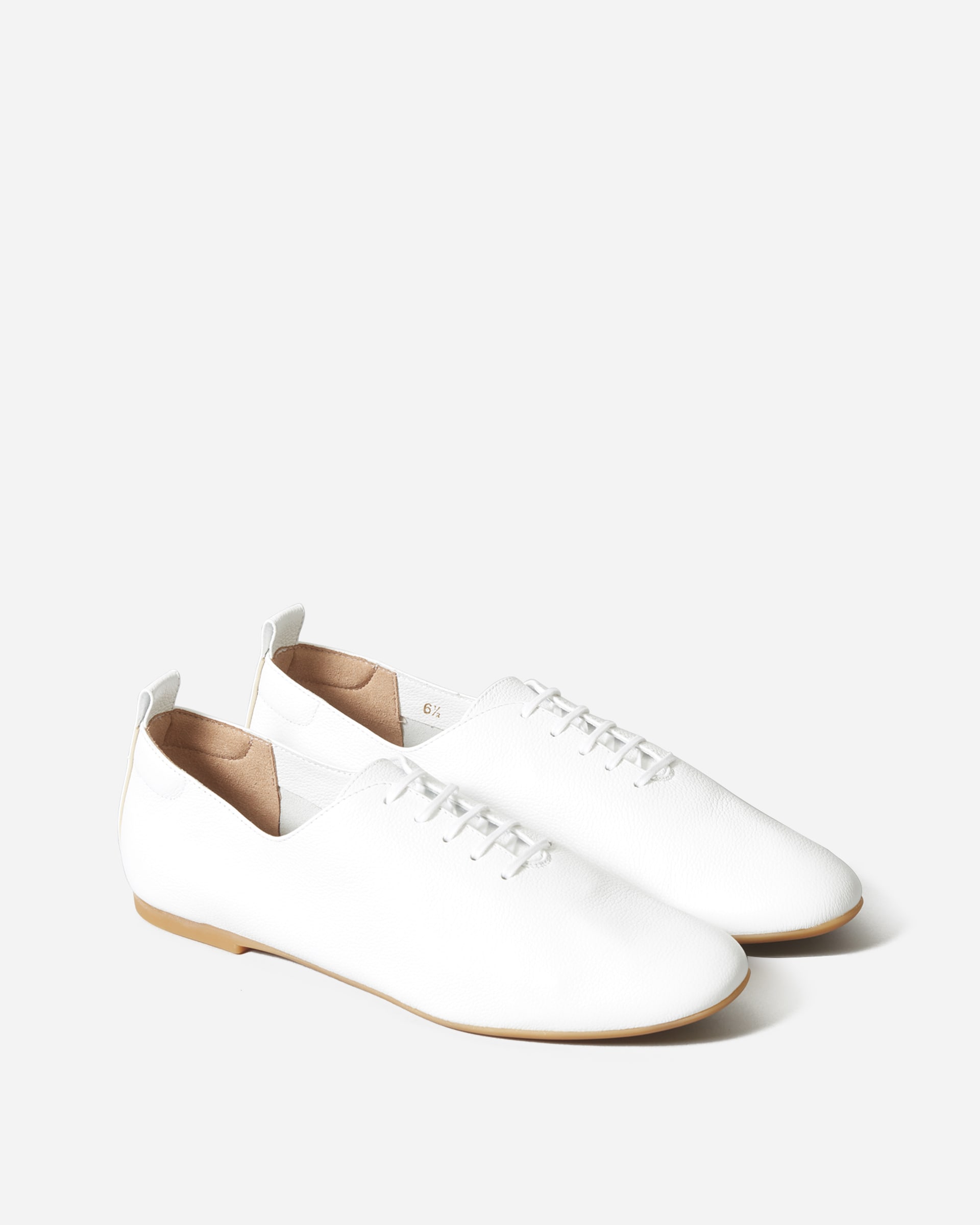 The Leather Lace-Up Flat White – Everlane