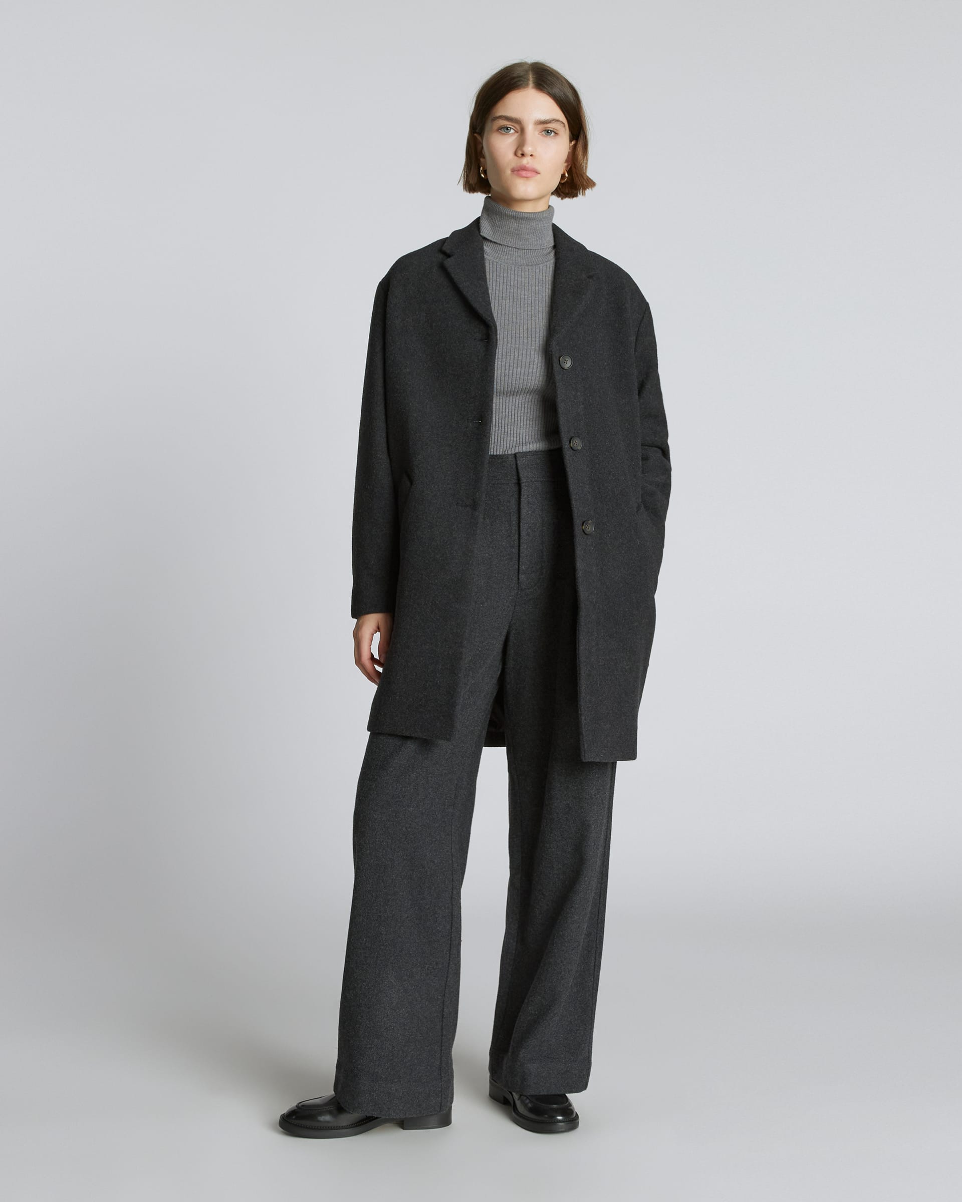 The Italian ReWool® Cocoon Coat Heathered Black – Everlane