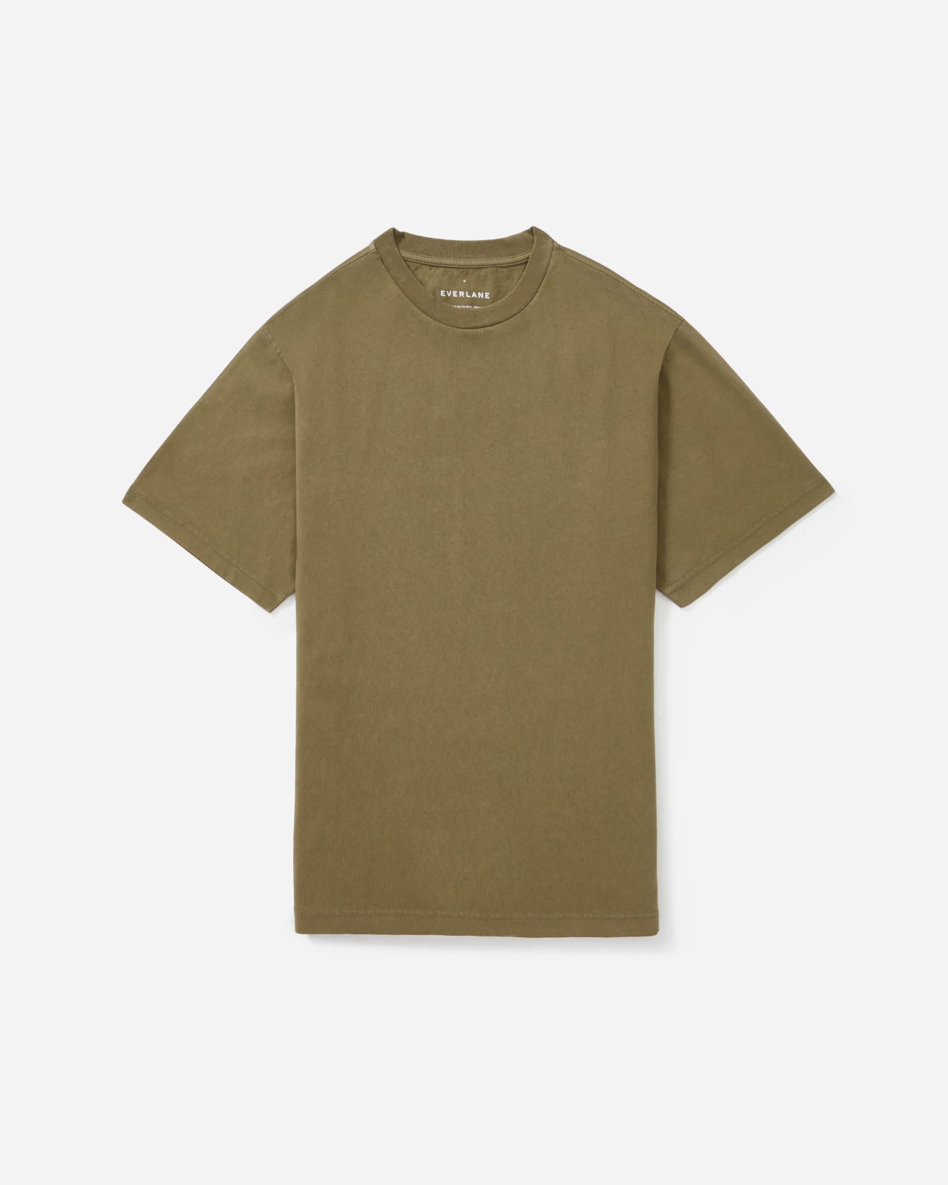 The Premium-Weight Relaxed Crew | Uniform Washed Moss Green – Everlane