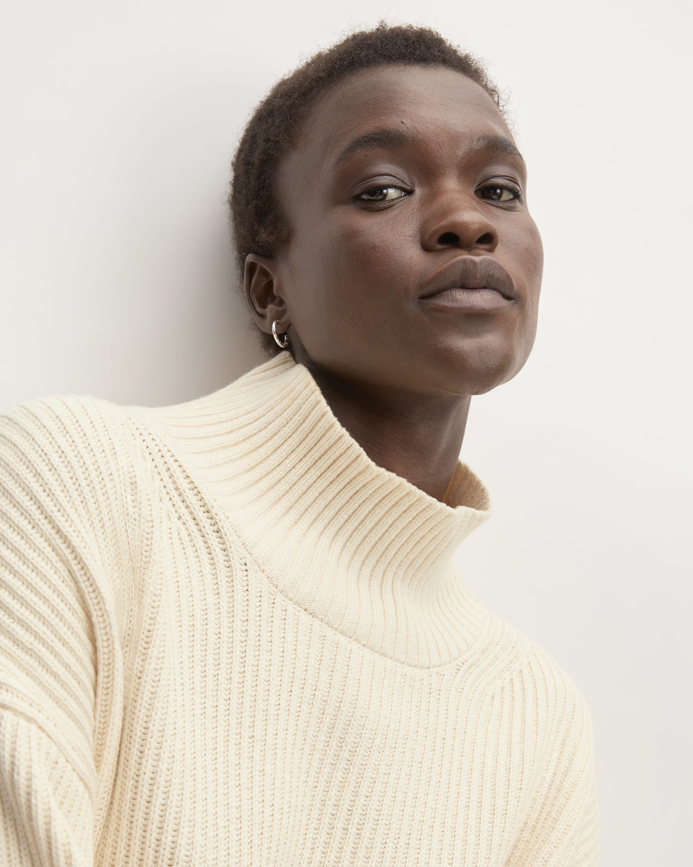 Womens Organic Cotton Turtleneck Knit Asphalt