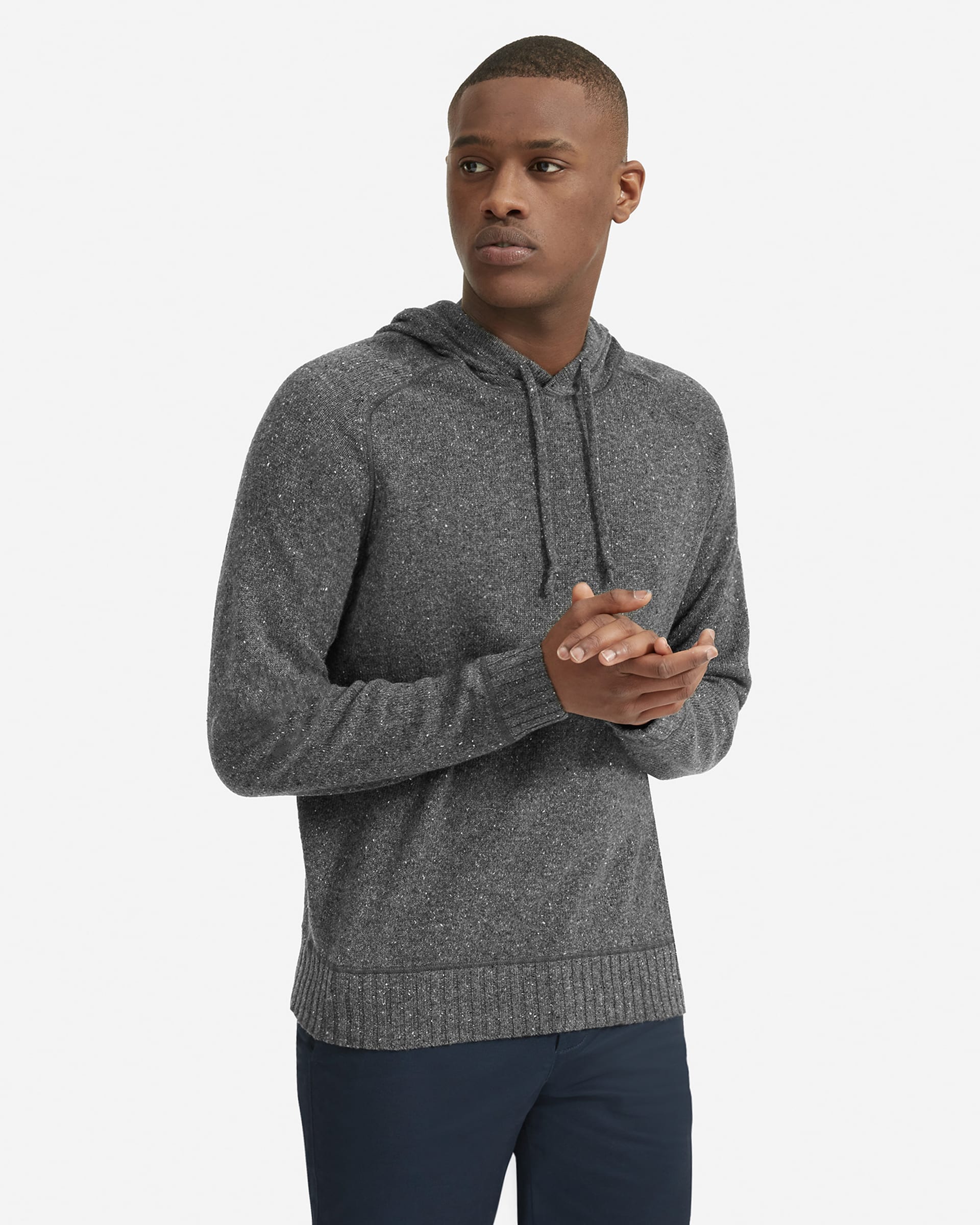 The Heavyweight Cashmere Hoodie Dark Grey Donegal Everlane