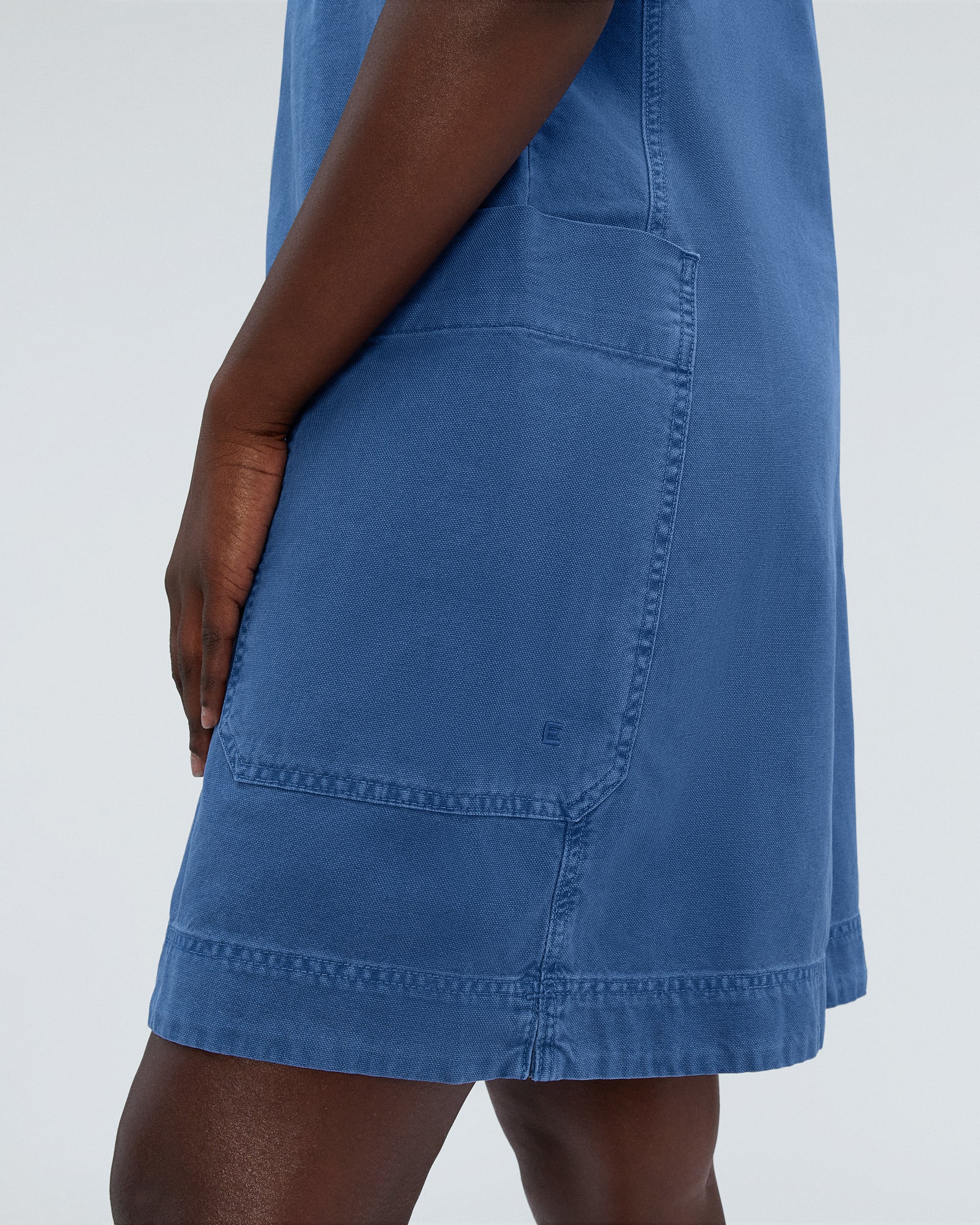 The CrossBack Apron Mini Dress Deep Blue Everlane