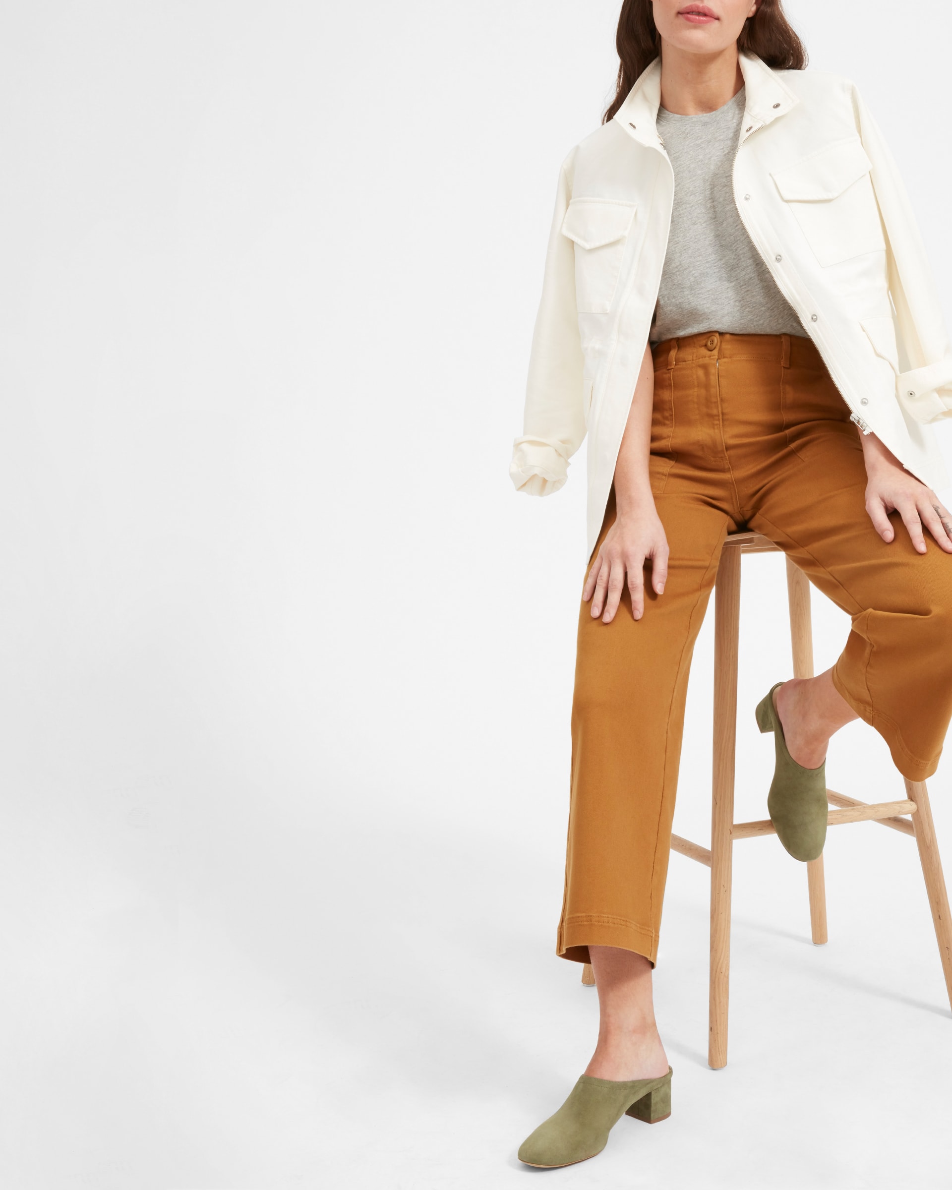 The Day Heel Mule Olive Suede – Everlane