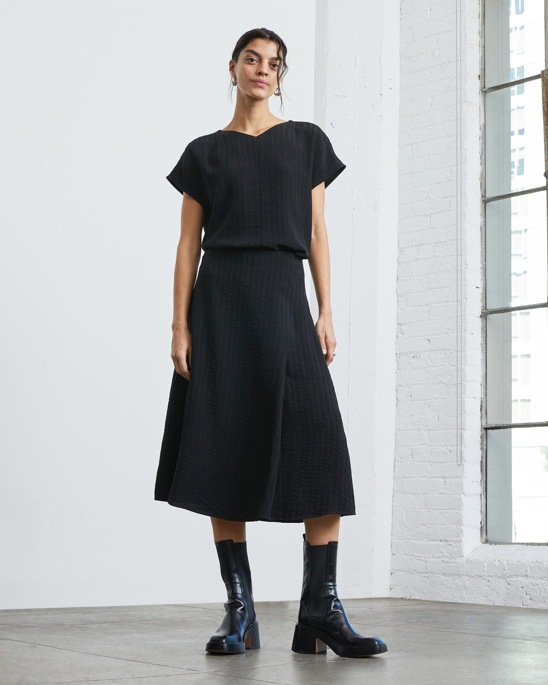 The City Stripe Midi Skirt Black – Everlane