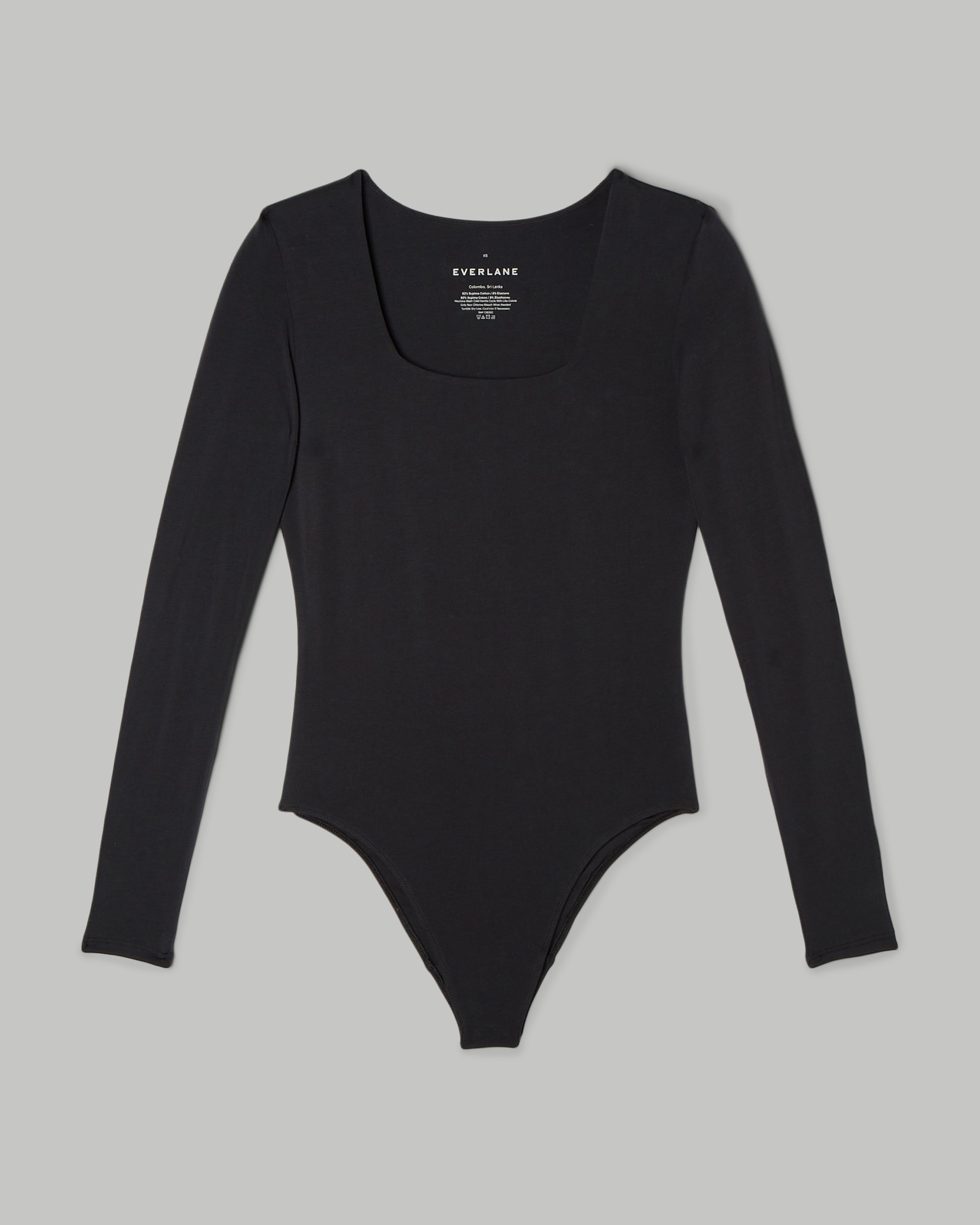 The LongSleeve Supima® SquareNeck Bodysuit Black Everlane