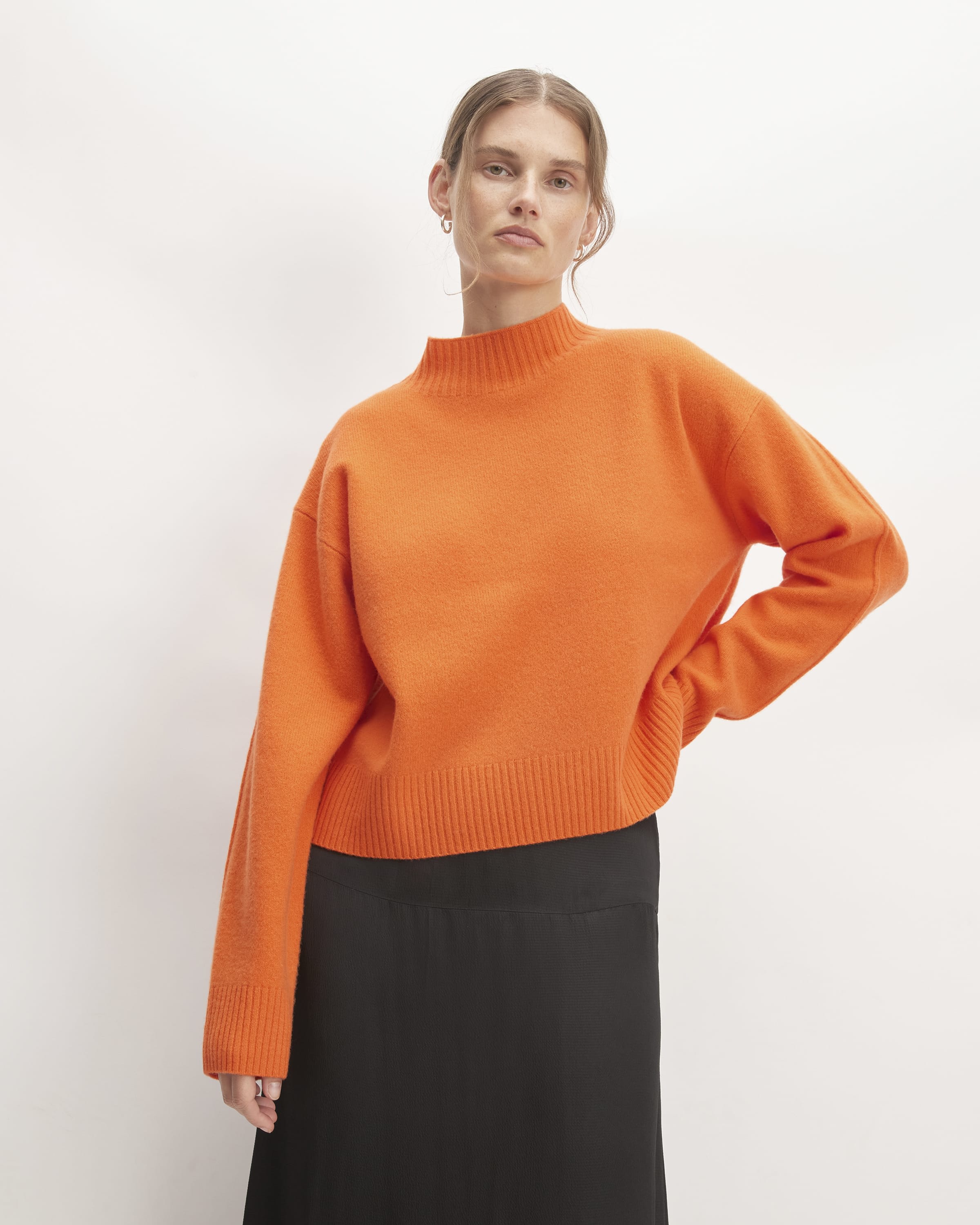 The Good Merino Wool Mockneck Sweater Orange Everlane