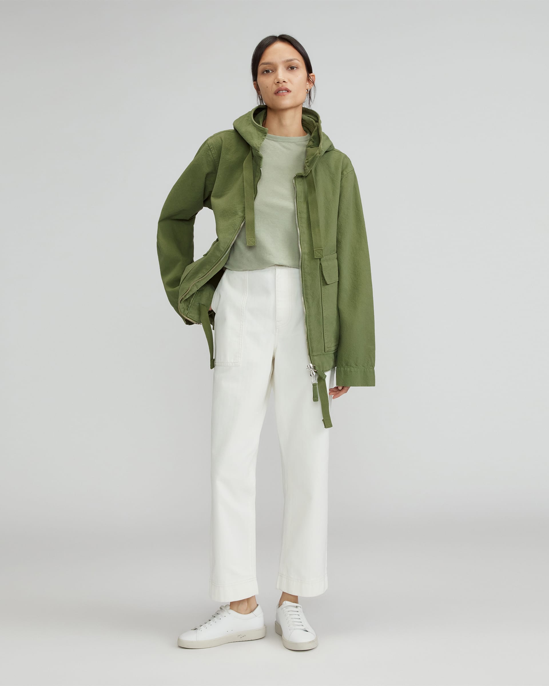 The Canvas Organic Cotton Anorak Forest Green Everlane