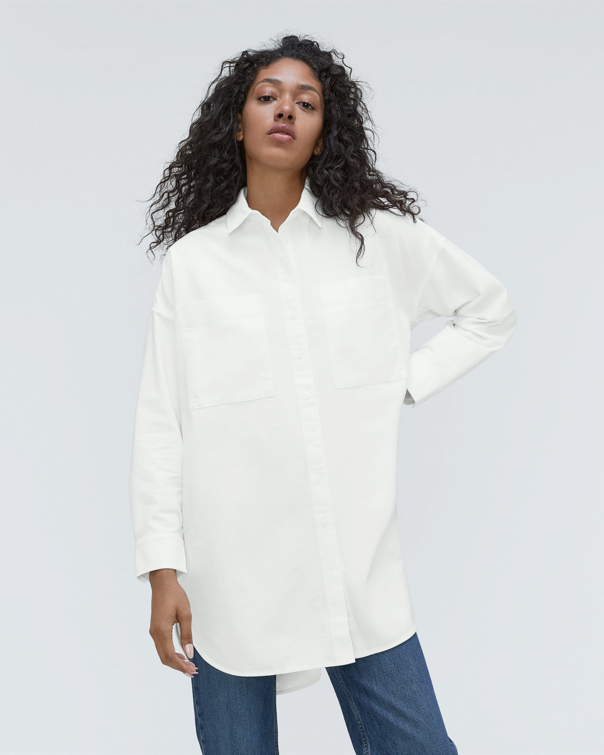 The Way Long Oxford Shirt White – Everlane