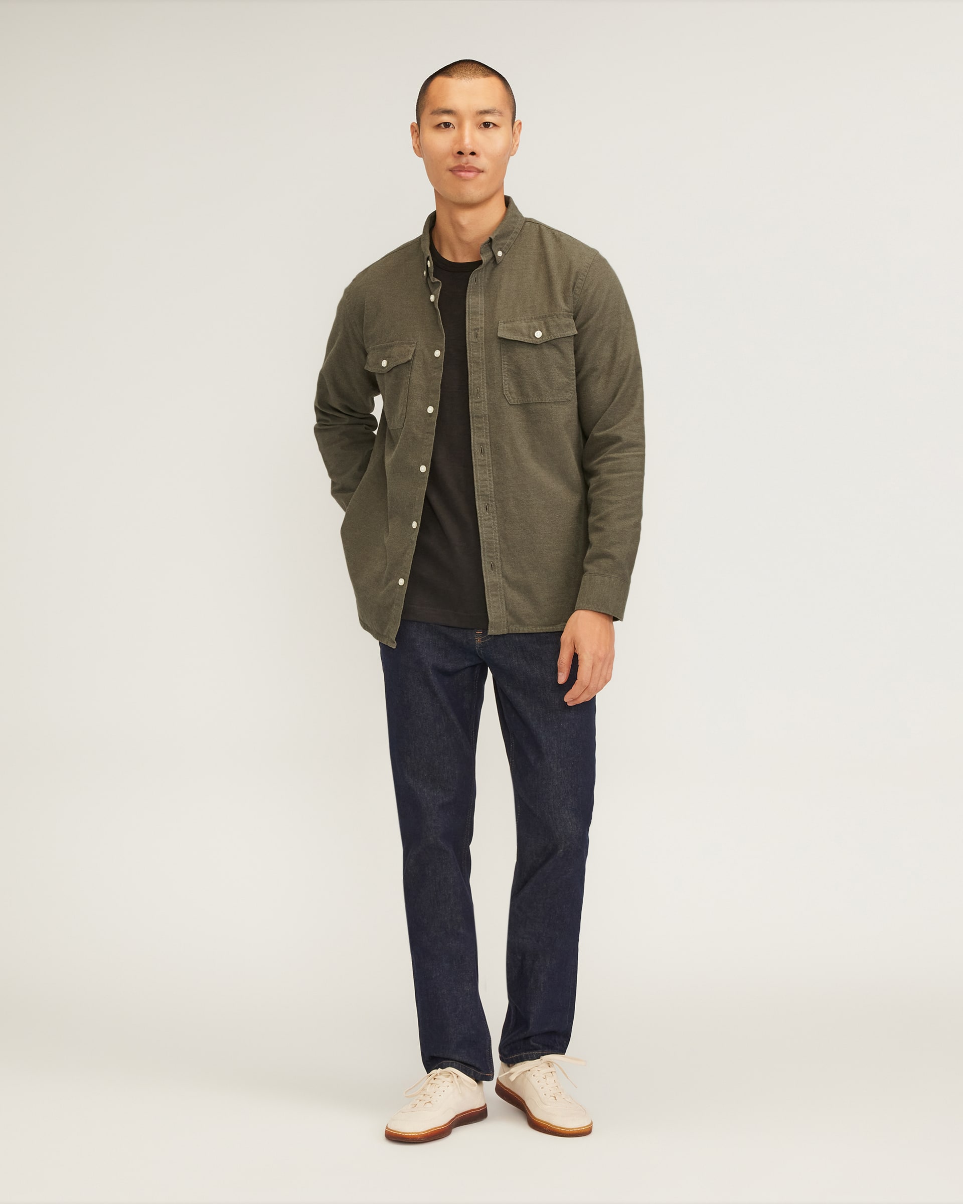 The Brushed Flannel Shirt Heathered Thyme – Everlane