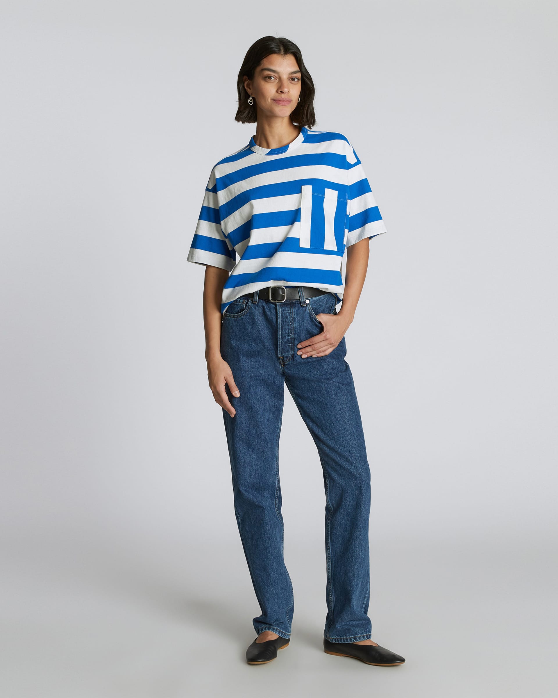 The Everyone Relaxed Tee Lapis Blue / Canvas Tan – Everlane