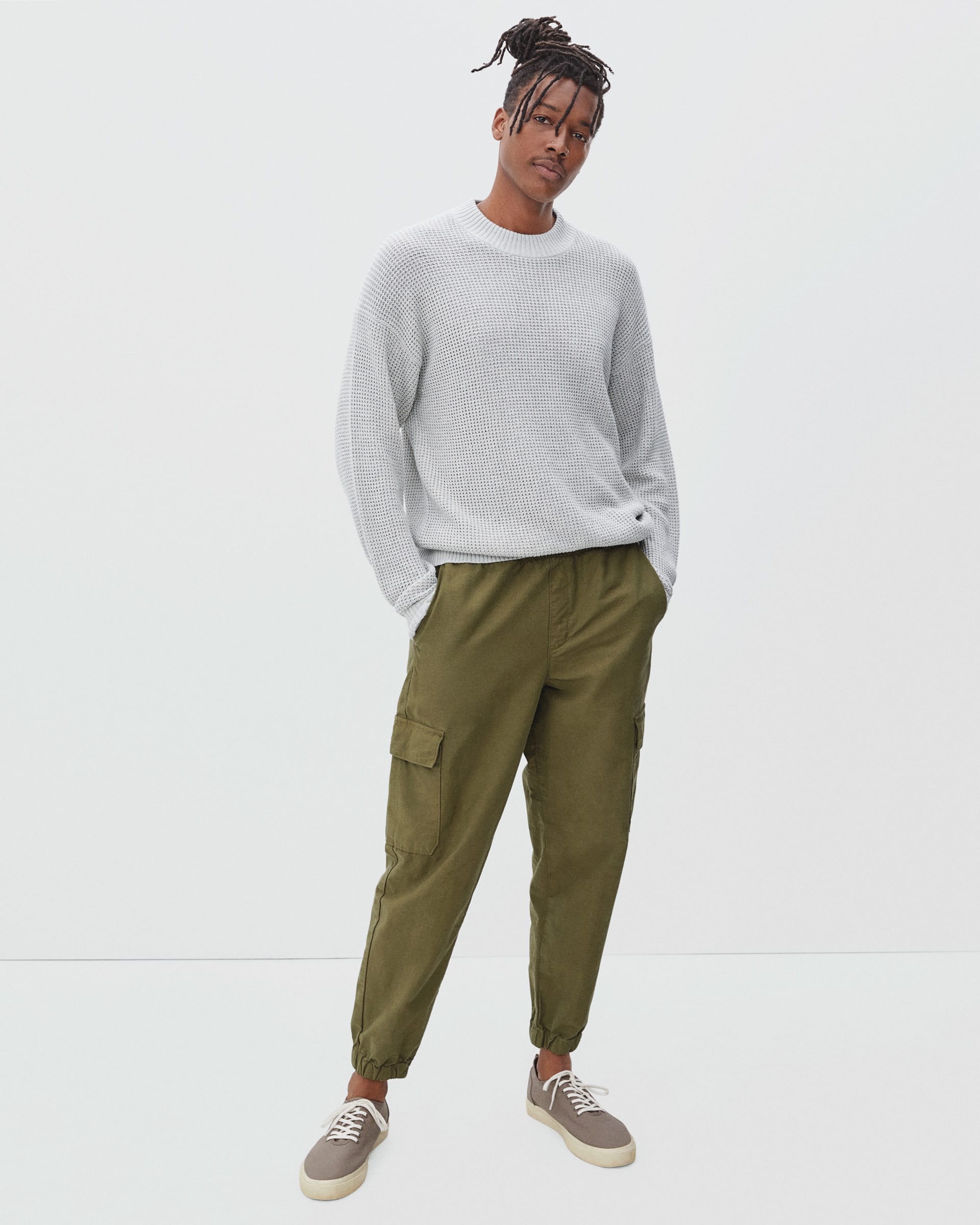 The No-Sweat Waffle Relaxed Crew Chalk – Everlane