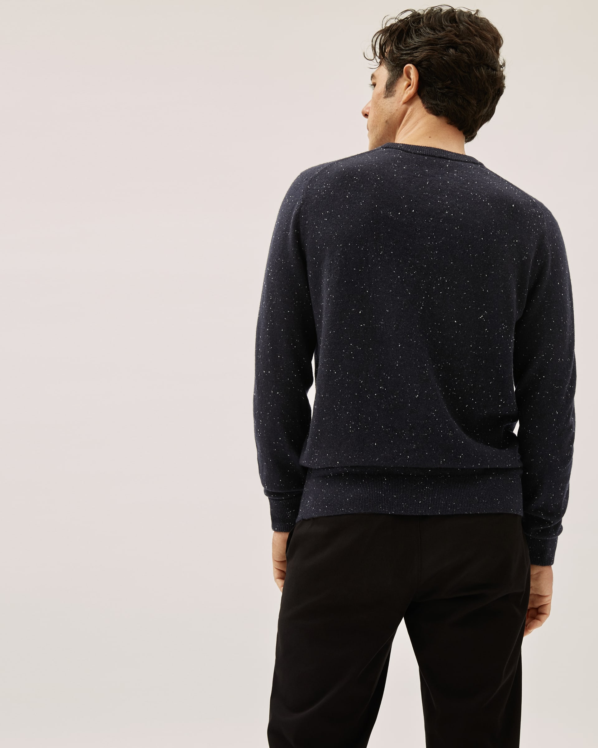 ATM Mens Donegal Gray Lightweight, Crew Neck Slim Fit Cashmere Pullover Sweater main image 0