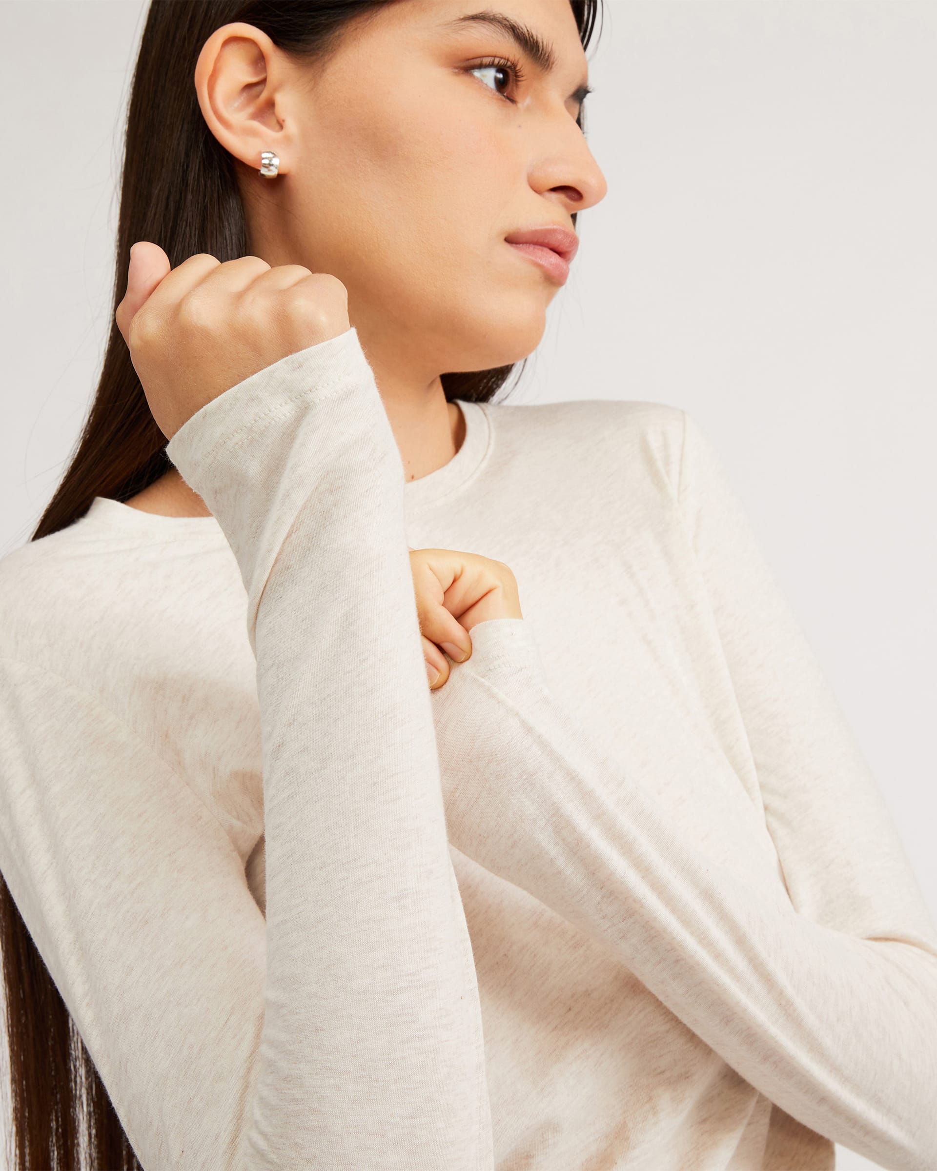 Velvet Carlana Cozy Lux Mid Sleeve Top - Oatmeal