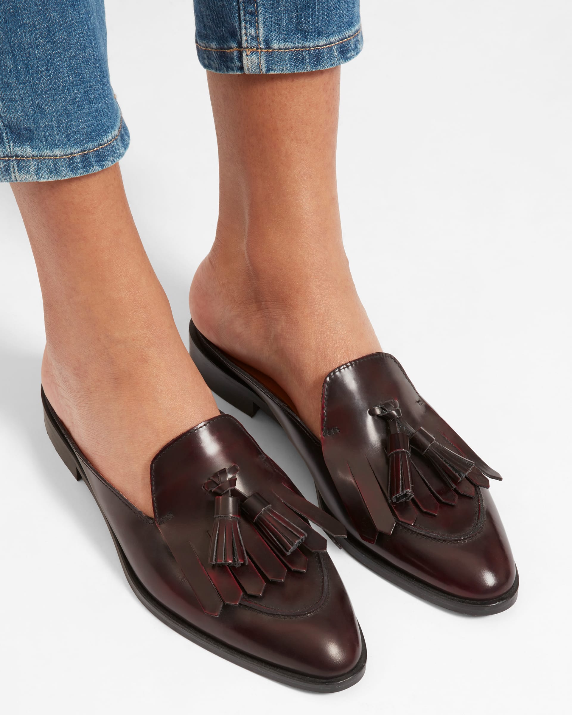The Modern Tassel Loafer Mule Burgundy Everlane