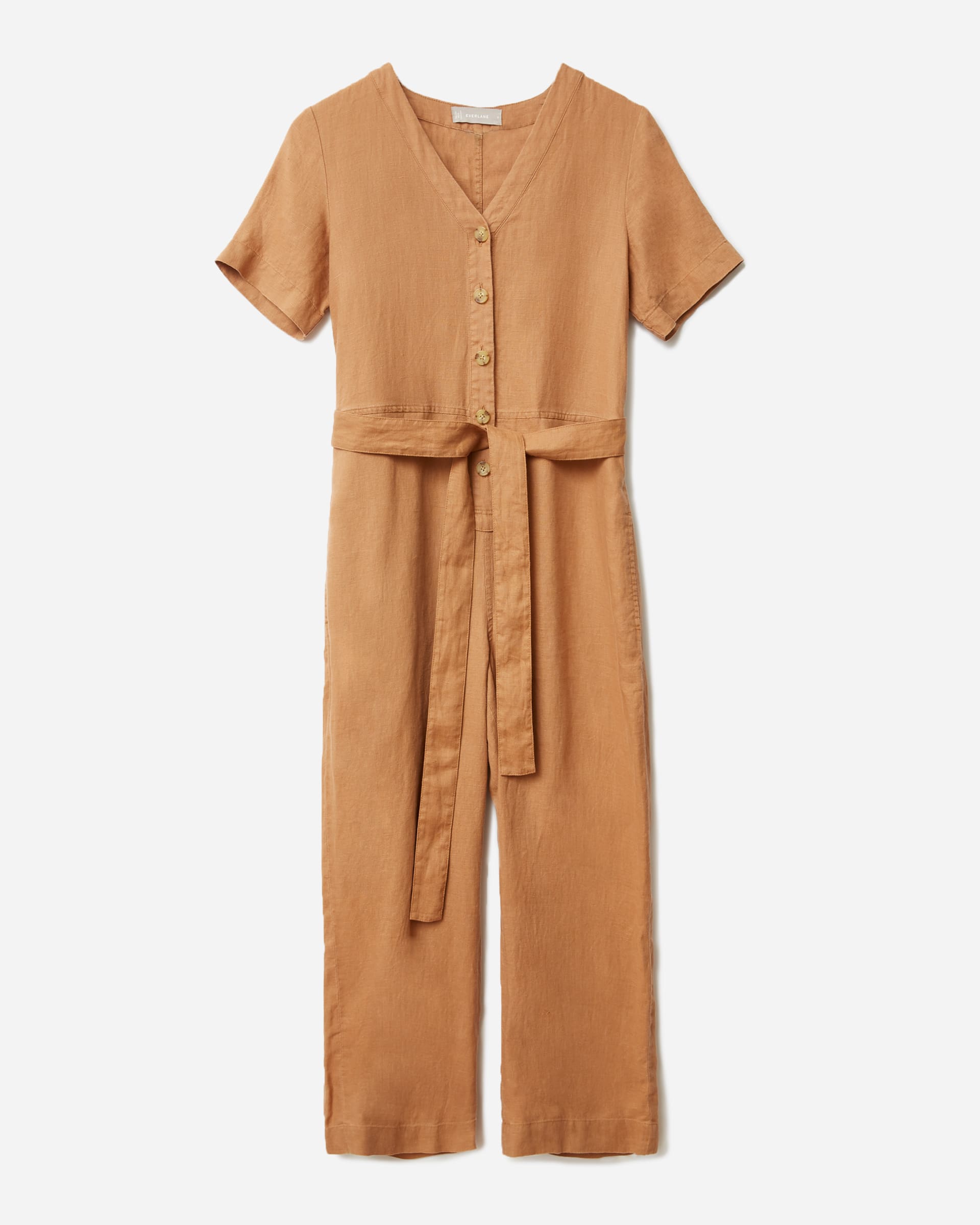The Linen Short-Sleeve Jumpsuit Tawny Brown – Everlane
