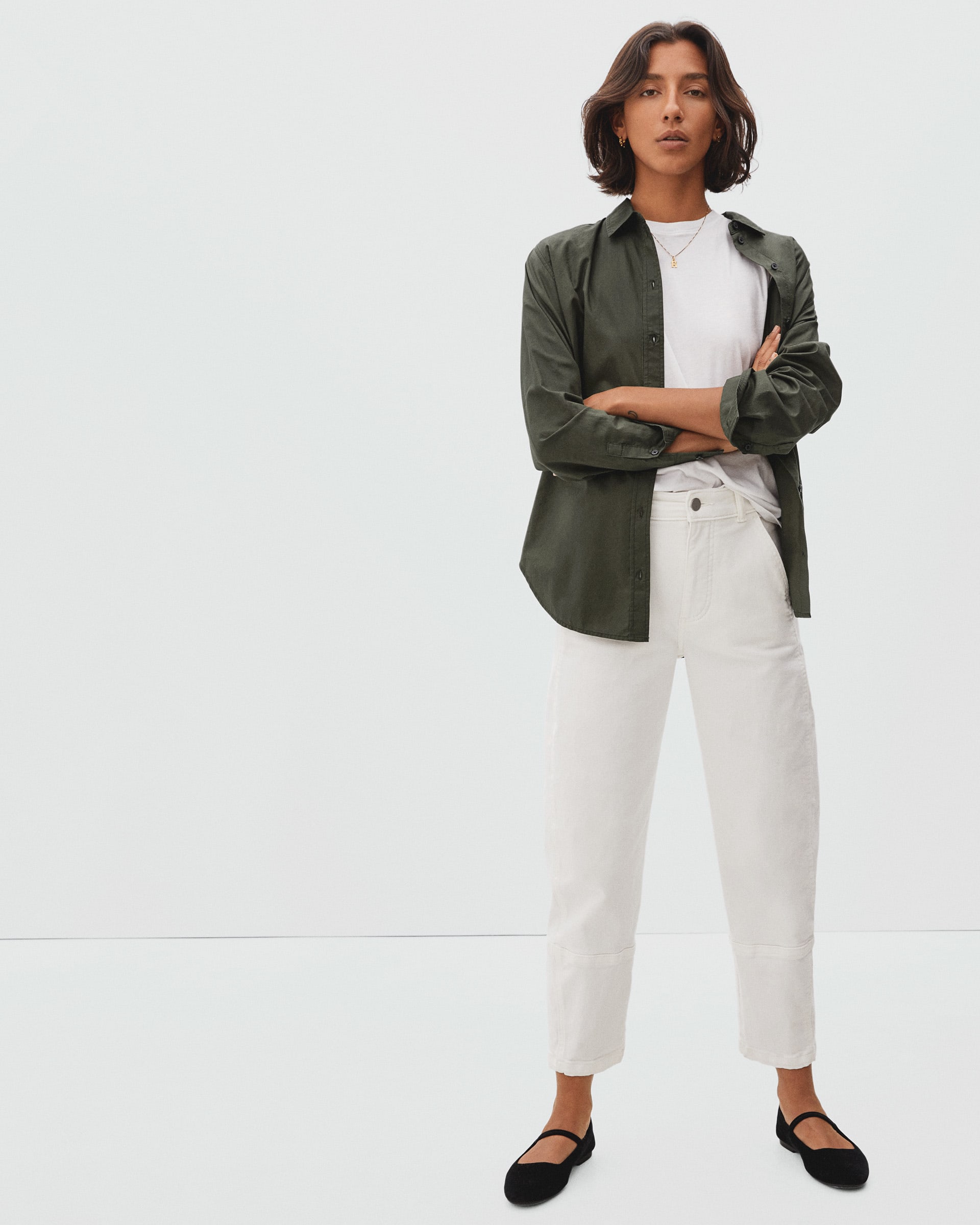 The Silky Cotton Relaxed Shirt Dark Forest – Everlane