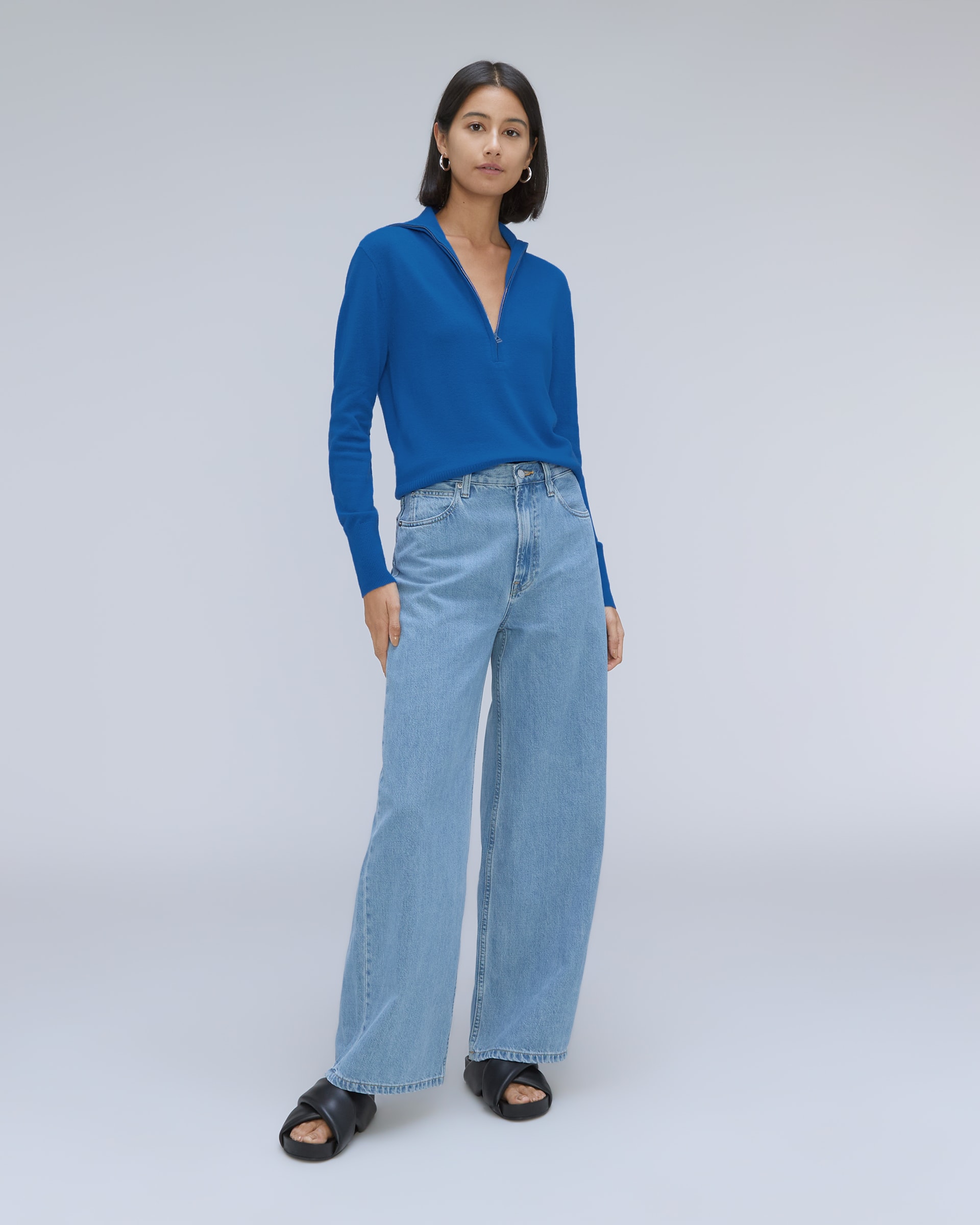 The Luxe Merino Half-Zip Sweater Lapis Blue – Everlane