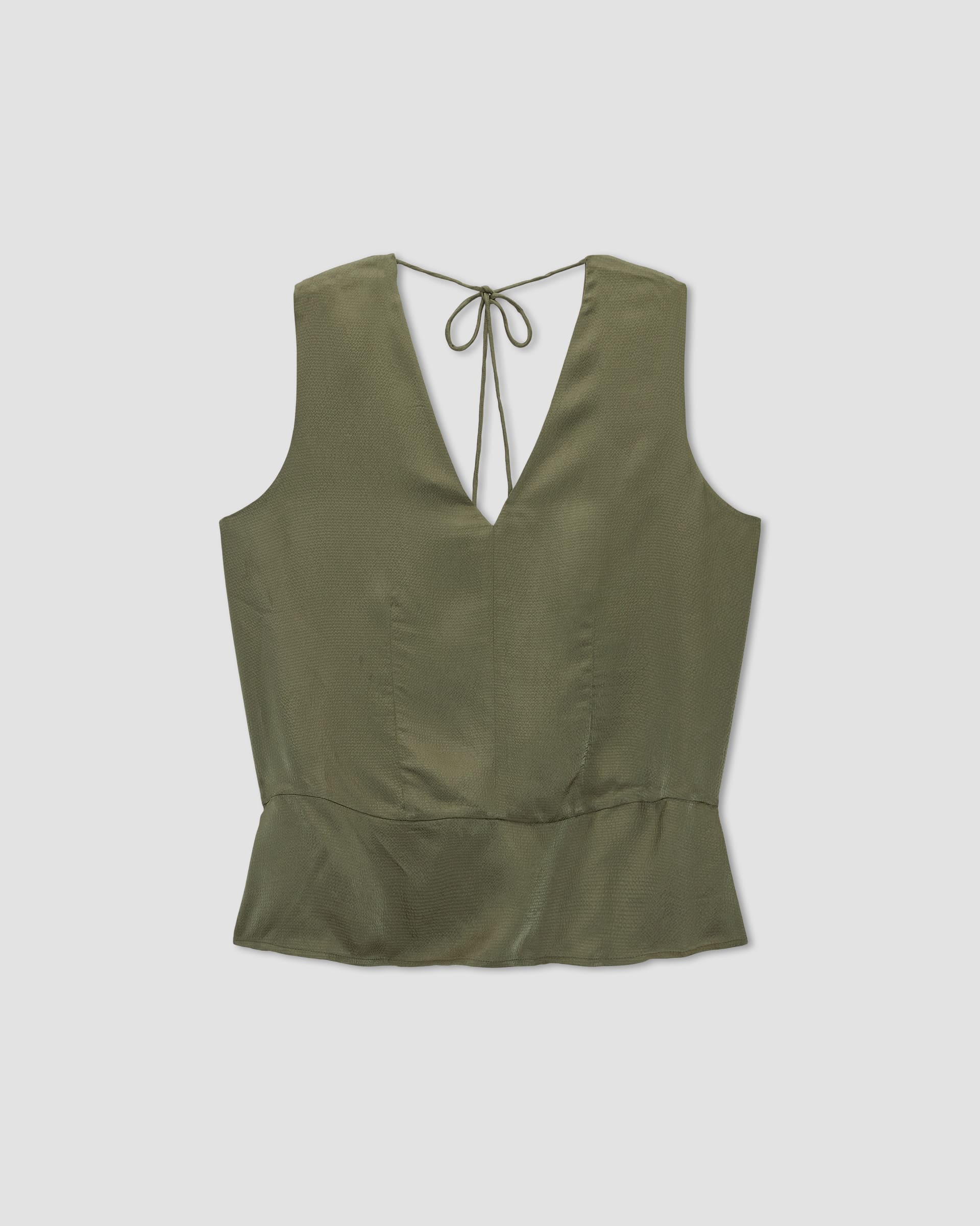 European Satin V Neck Sleeveless Top main image 1