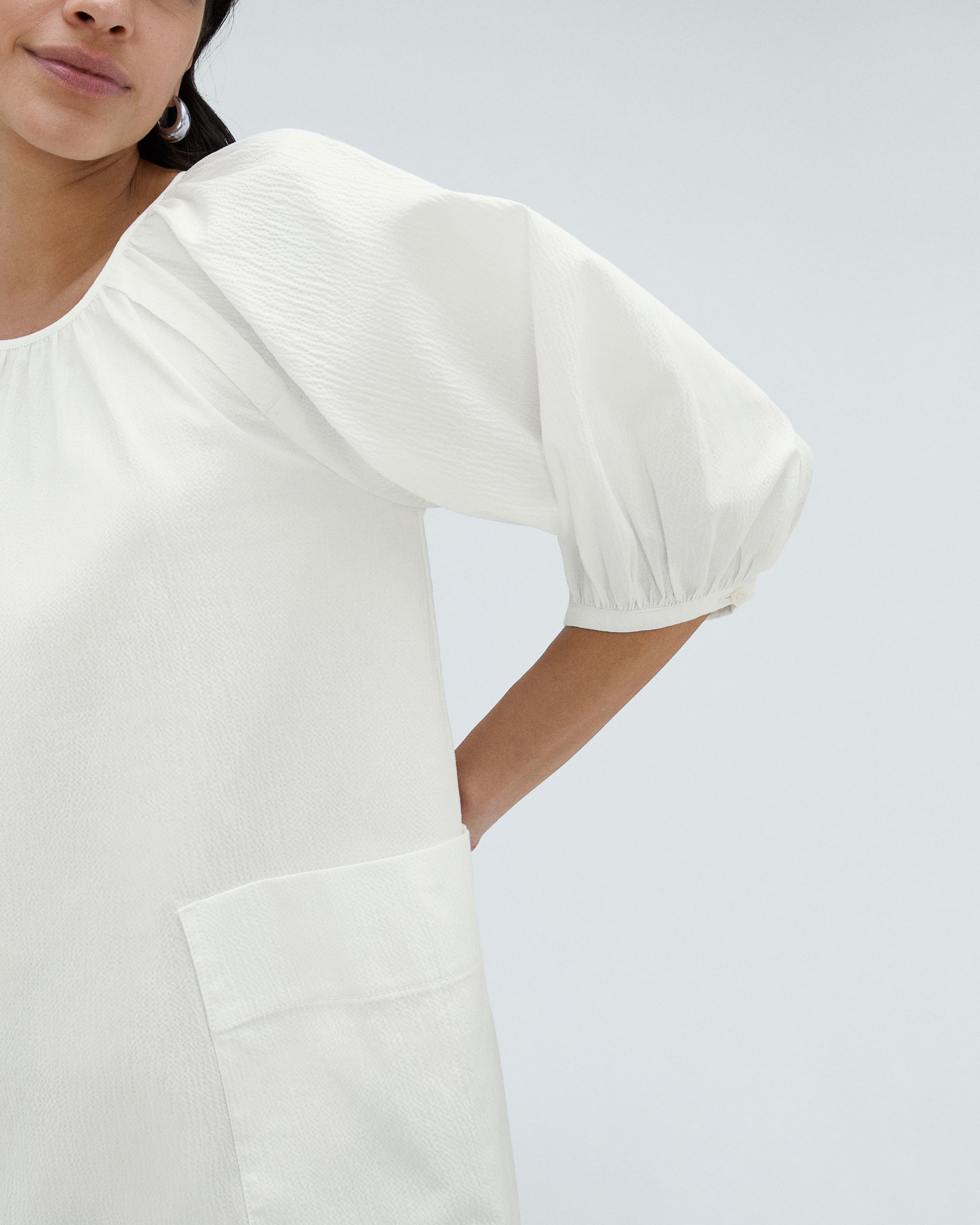Puff Sleeve Seersucker Dress main image 1