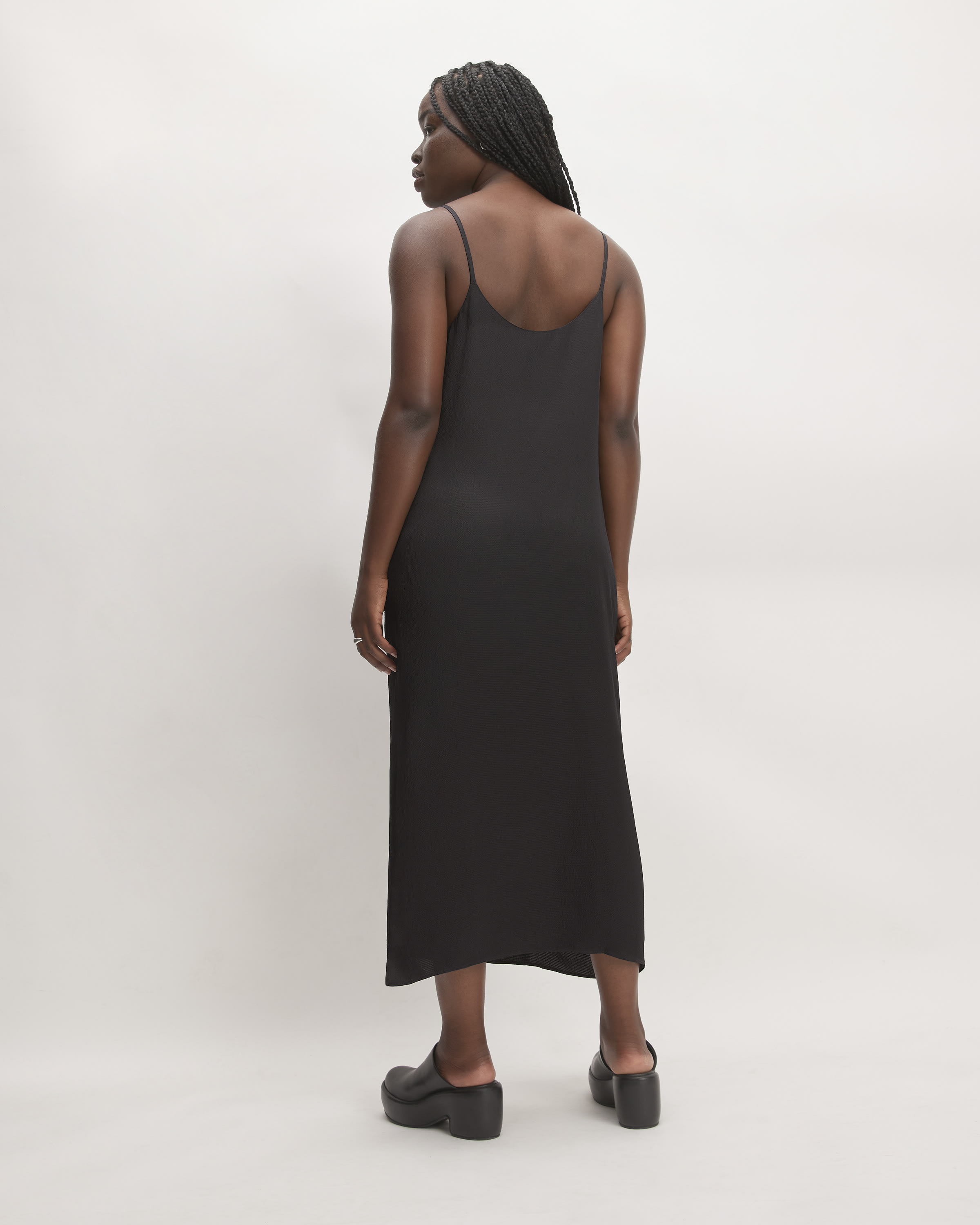 The Hammered Satin Slip Dress Black Everlane