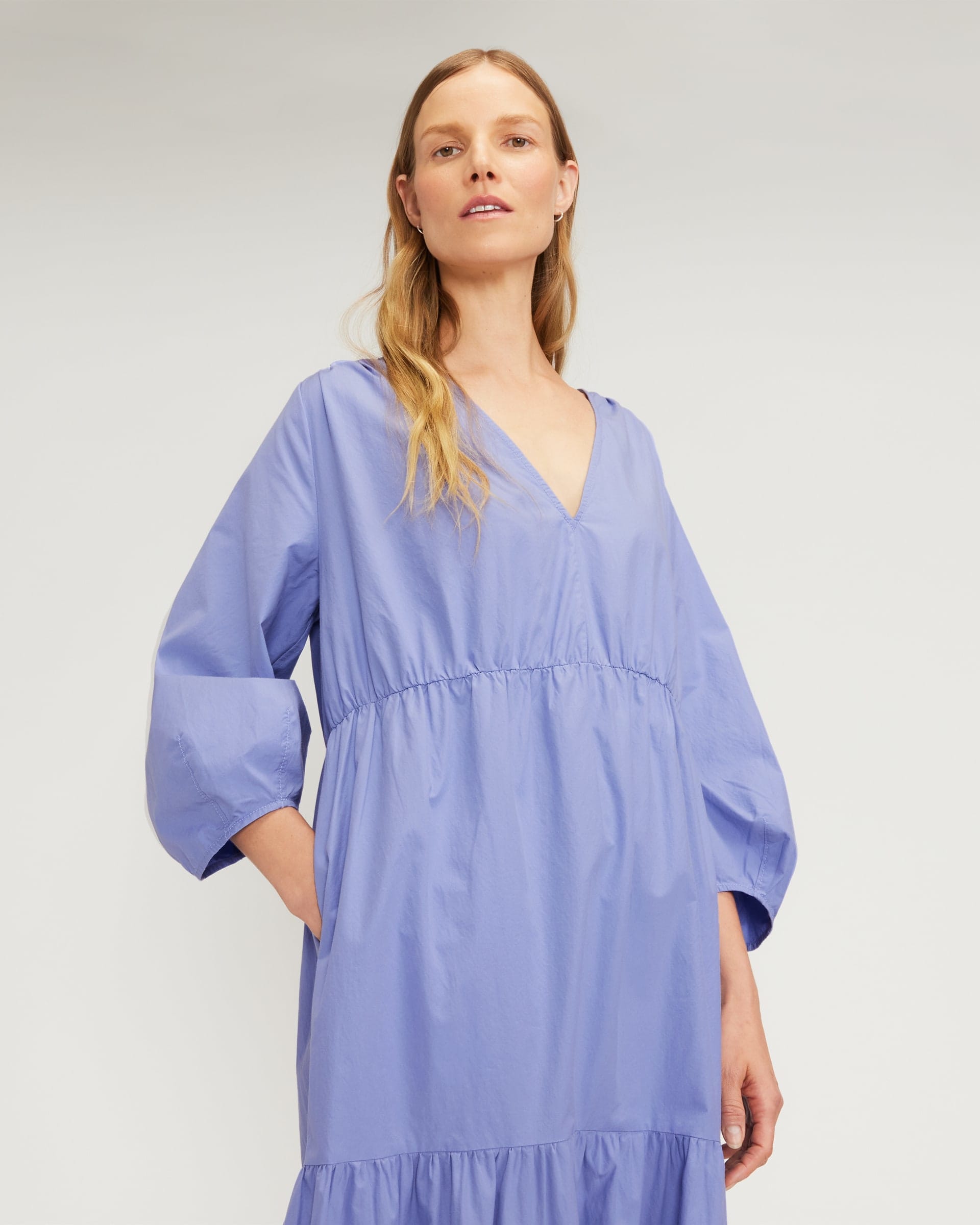 Poplin Tiered Color Block Dress