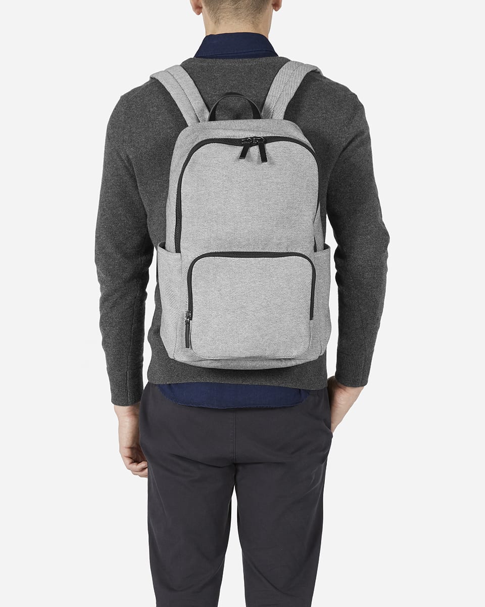 The Modern Zip Backpack Large Reverse Denim + Black Leather Everlane