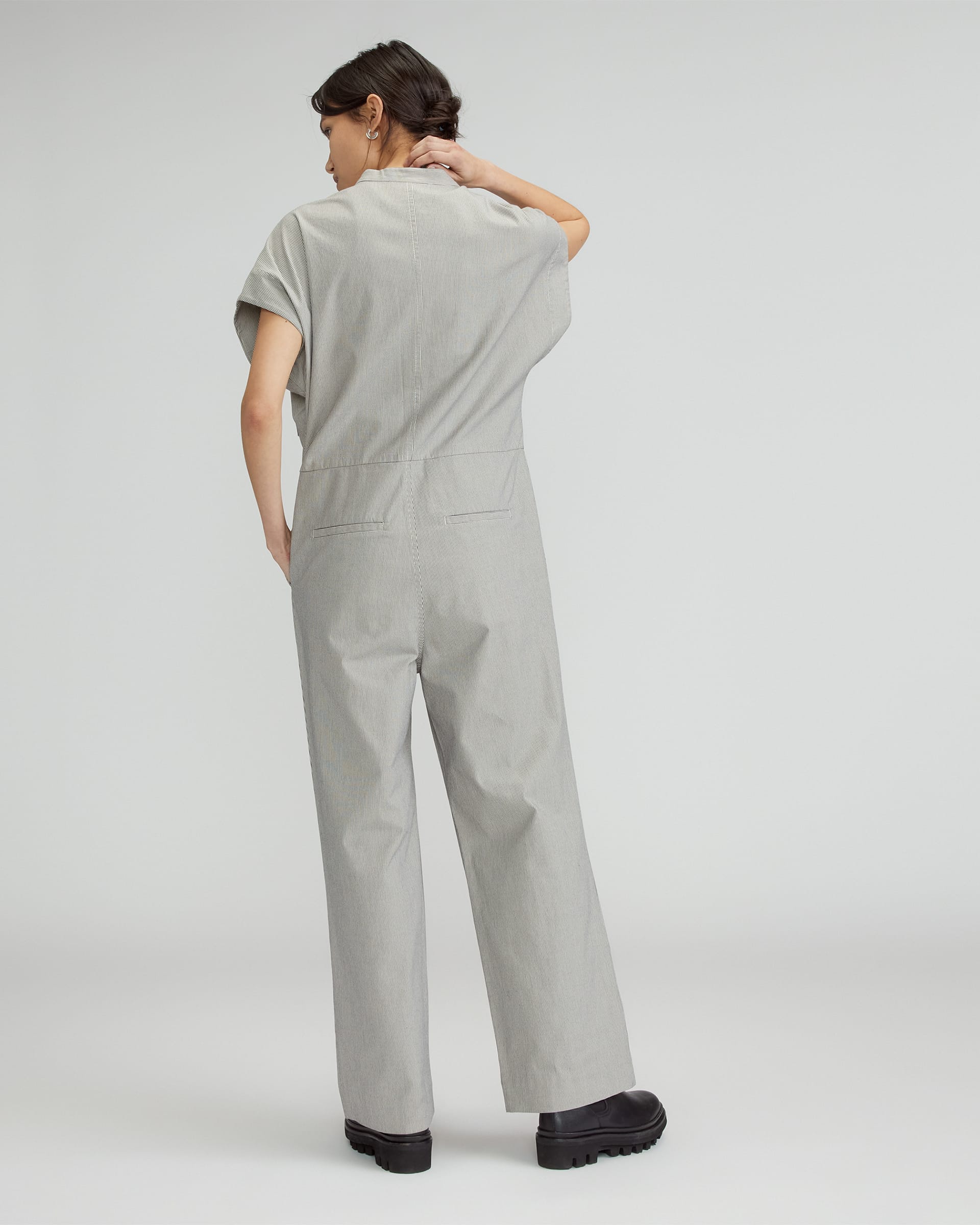 The Easy Workwear Jumpsuit Canvas Tan / Navy Everlane