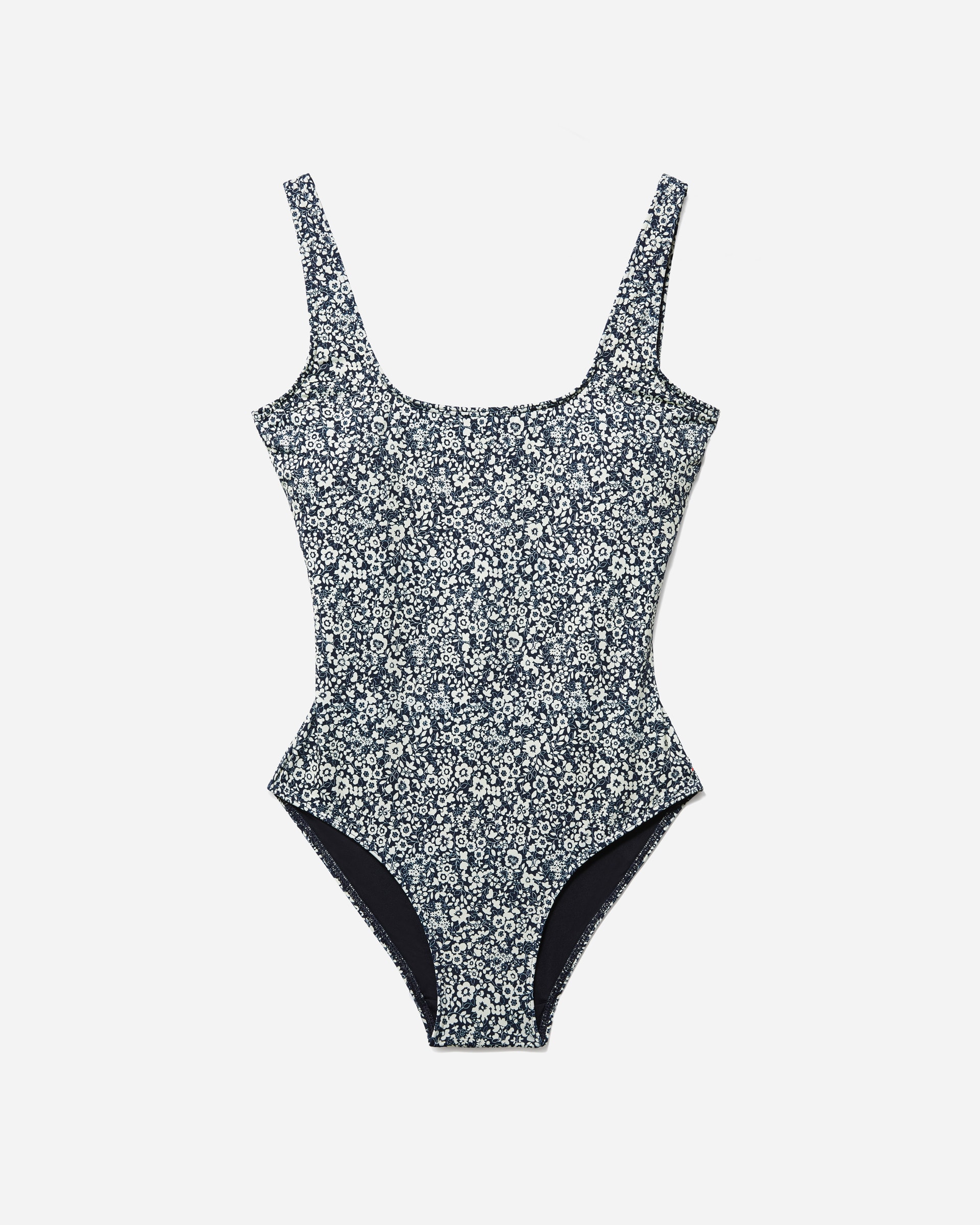The Square-Neck One-Piece Navy Floral – Everlane