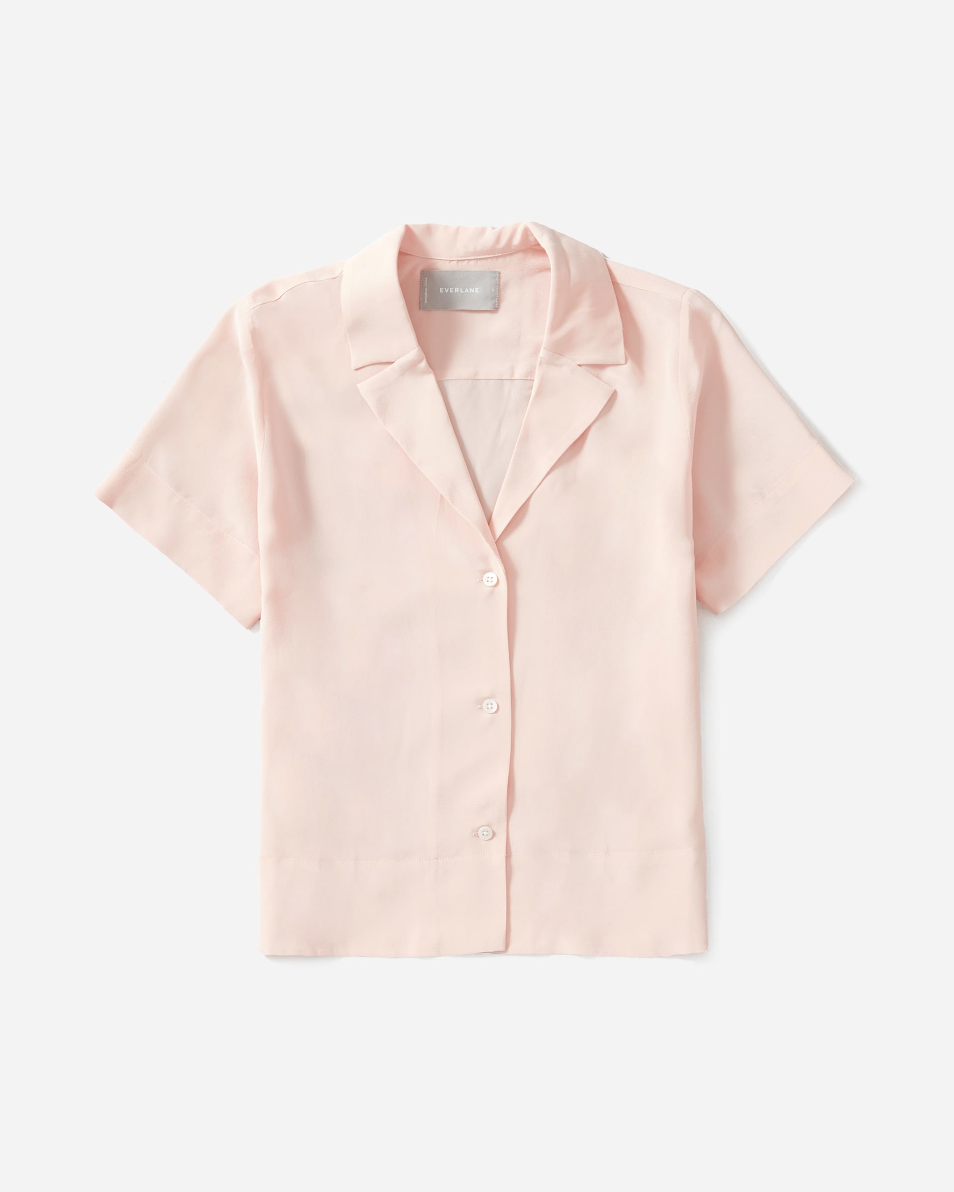 The Silk Notch Collar Short-Sleeve Shirt Light Peach – Everlane
