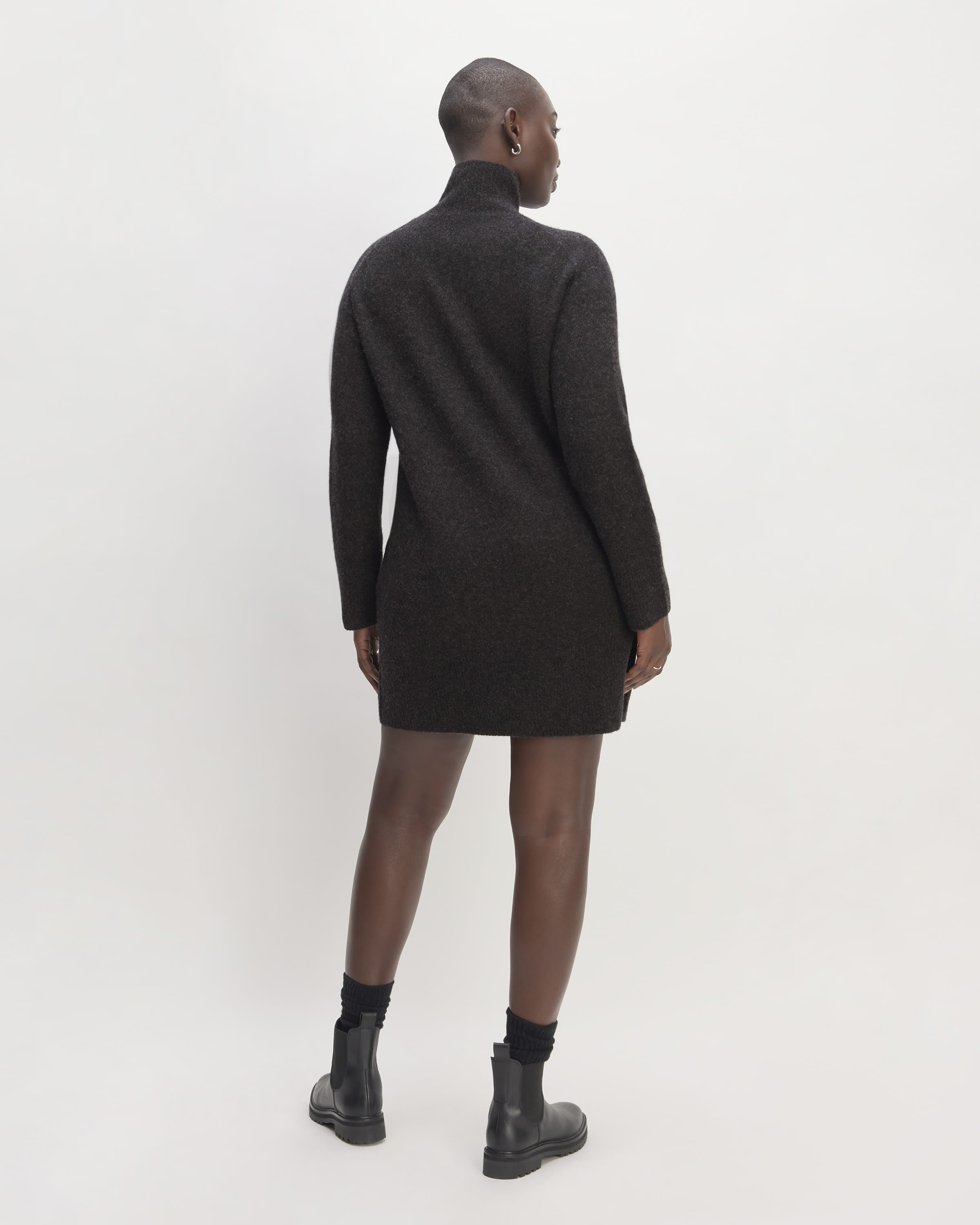 Charcoal Turtleneck Sweater Mini Dress