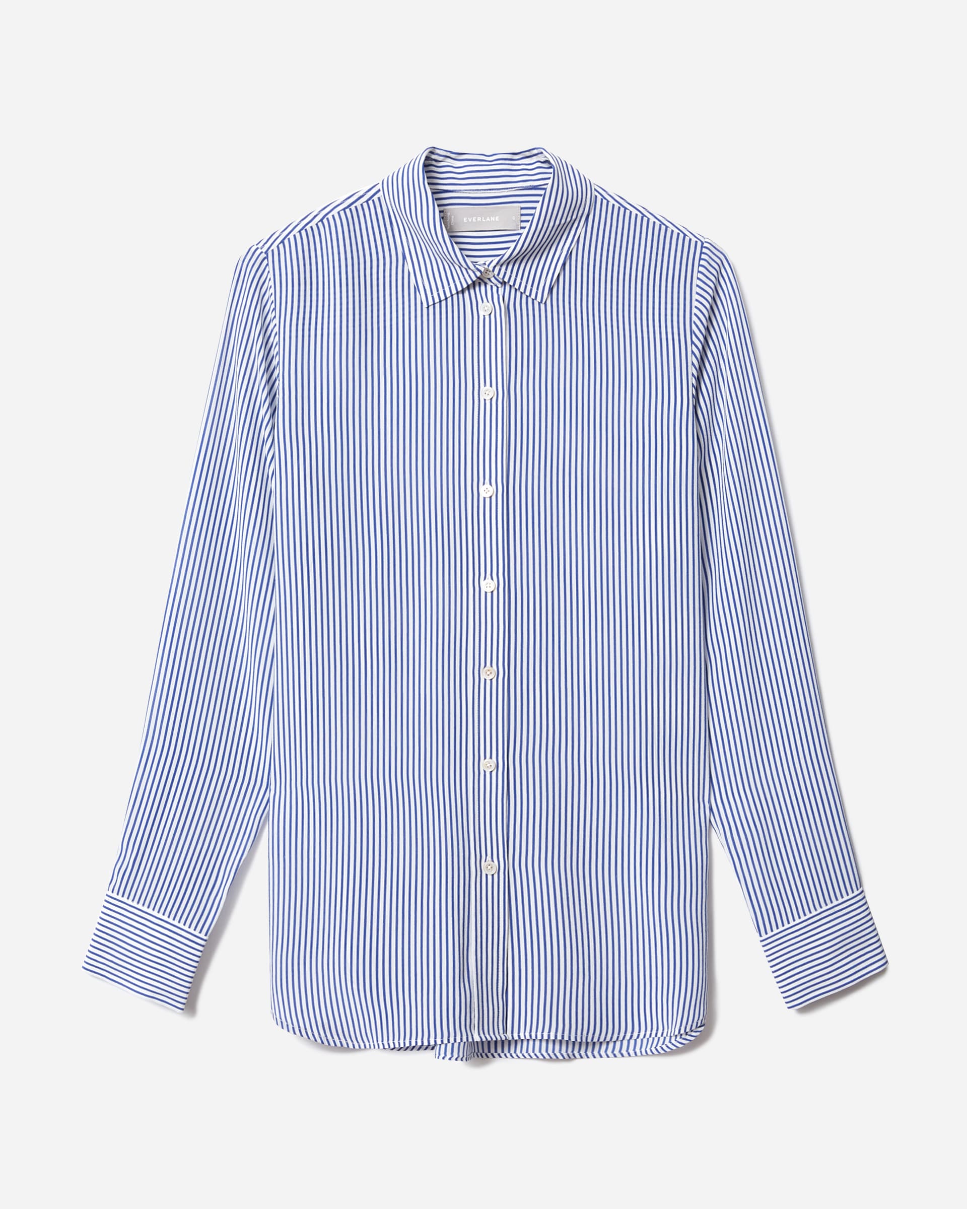 The Clean Silk Relaxed Shirt Blue / White – Everlane