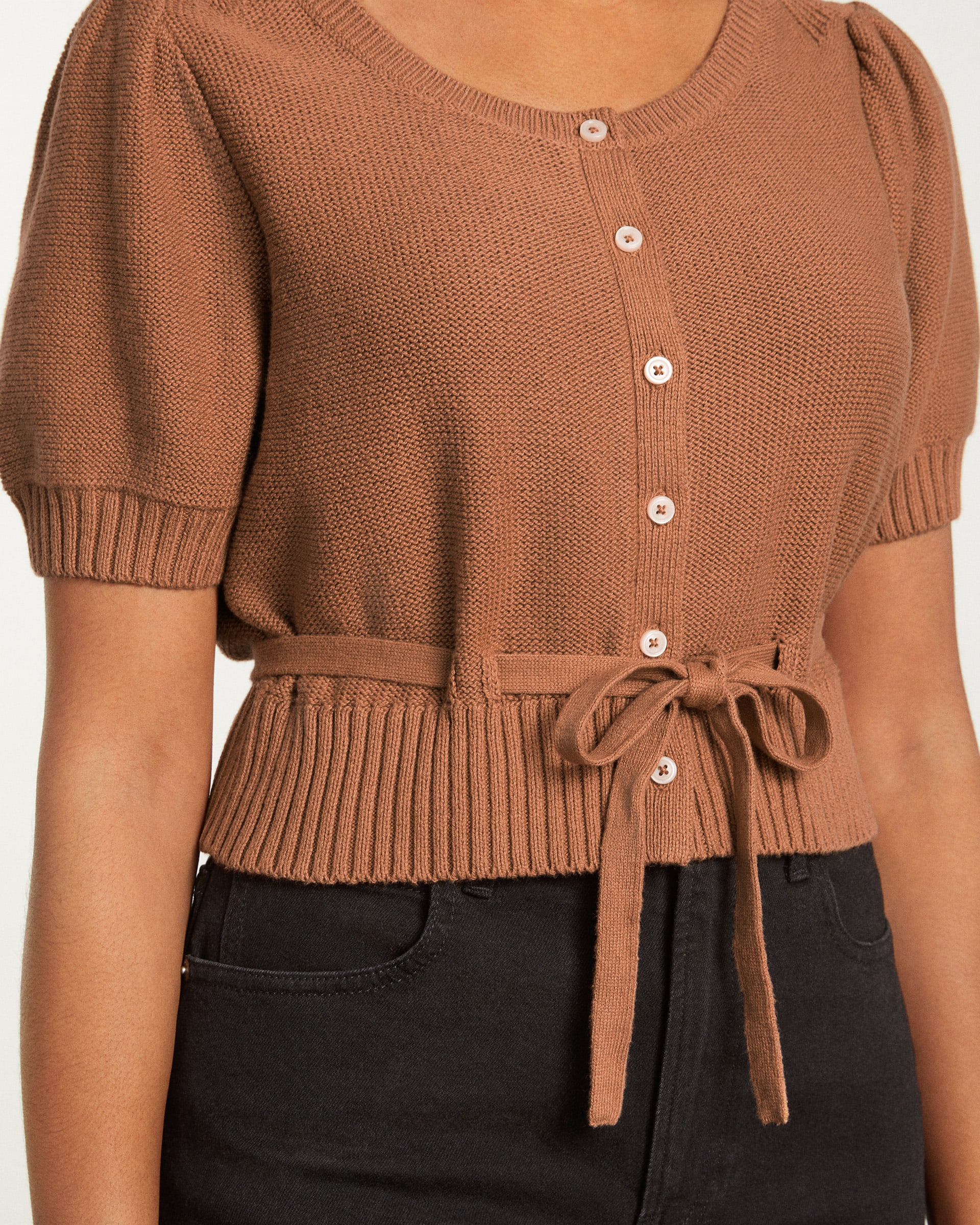 Wesley Puff Sleeve Top Brown