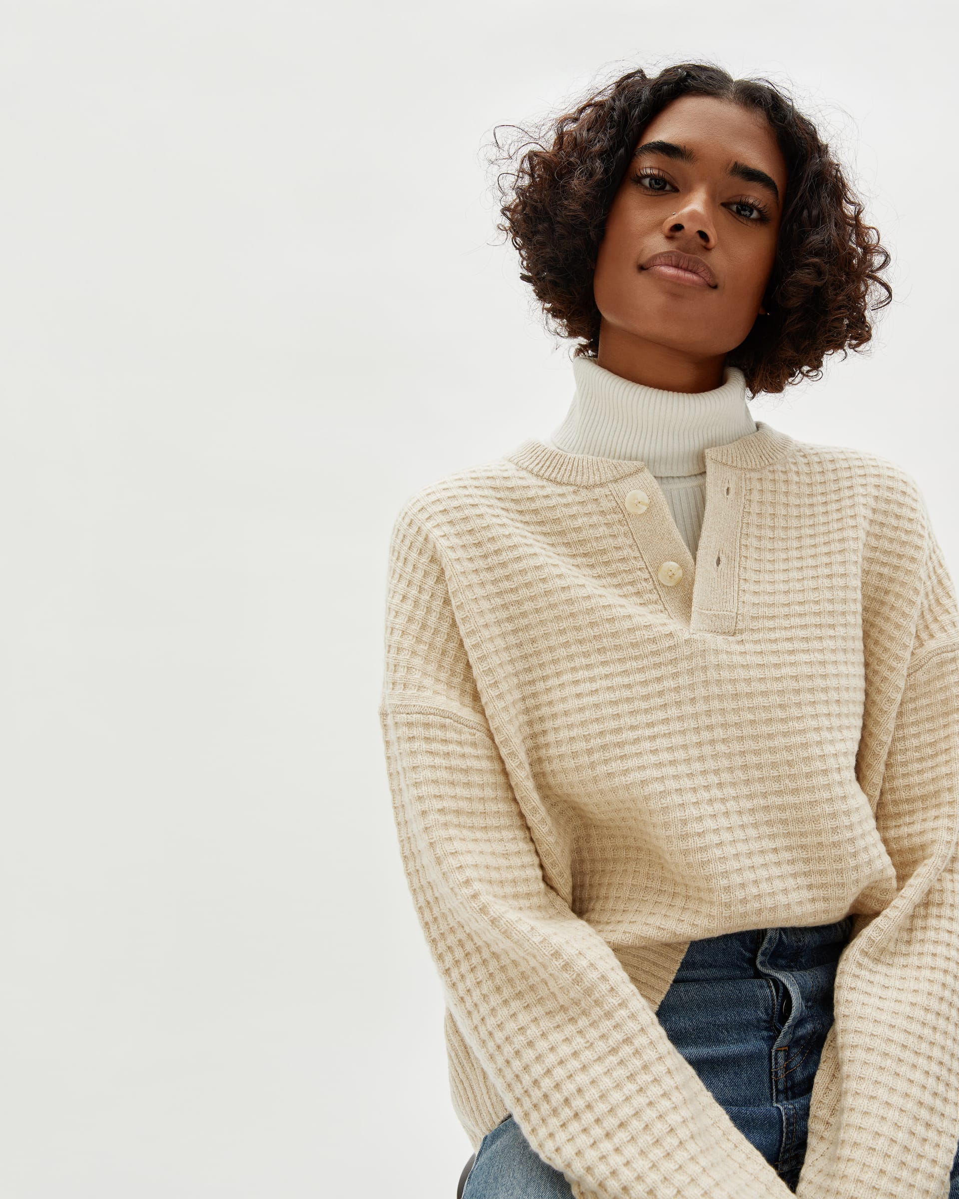 The Belgian-Waffle Henley in ReCashmere Canvas – Everlane