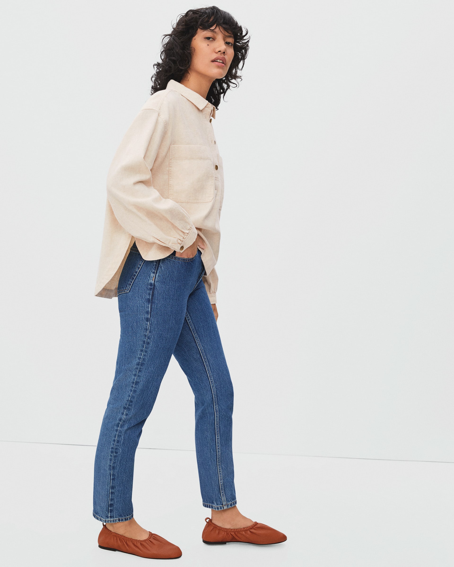 The Organic Cotton Flannel Popover Heathered Parchment – Everlane