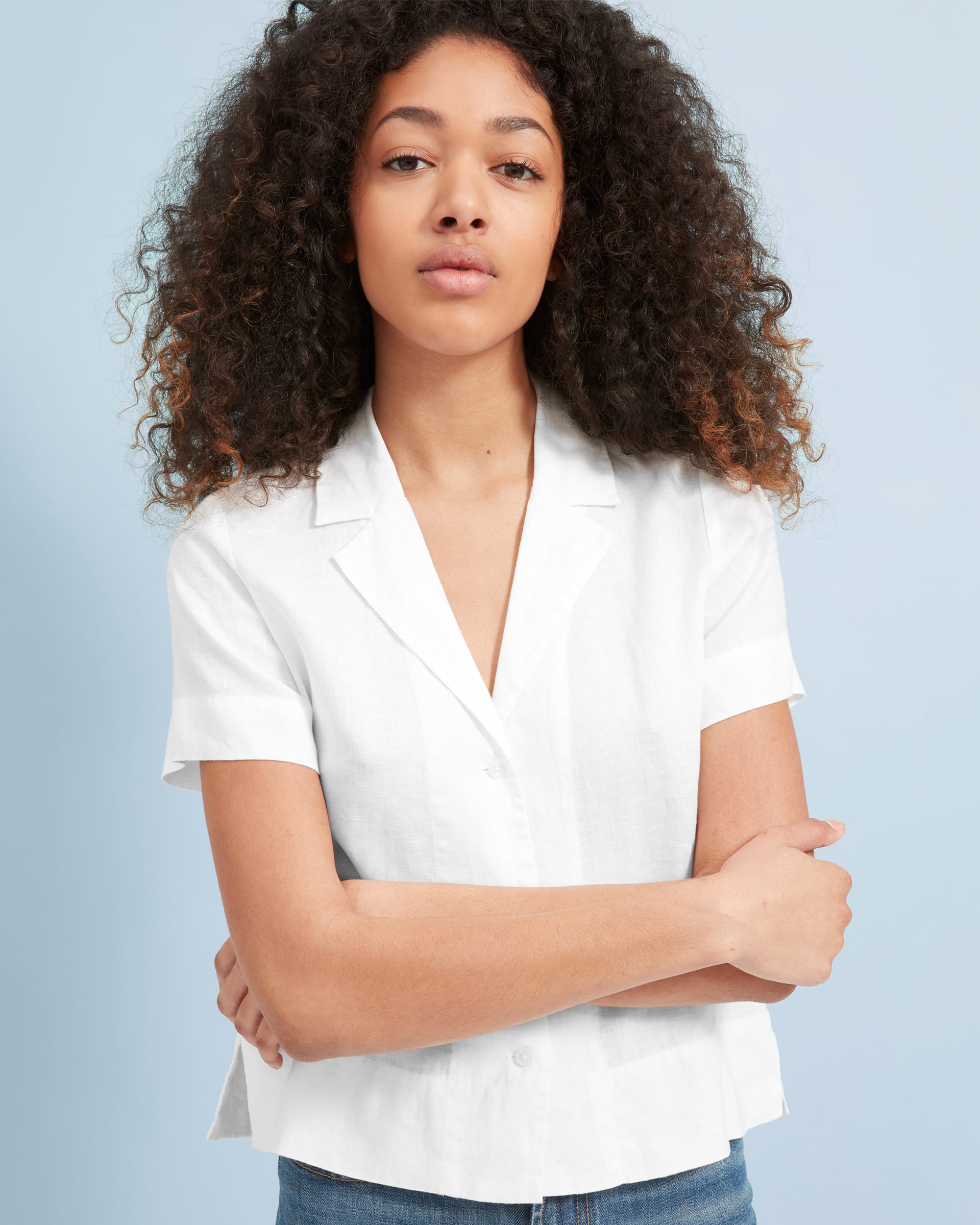 The Linen Short-Sleeve Notch Shirt White – Everlane