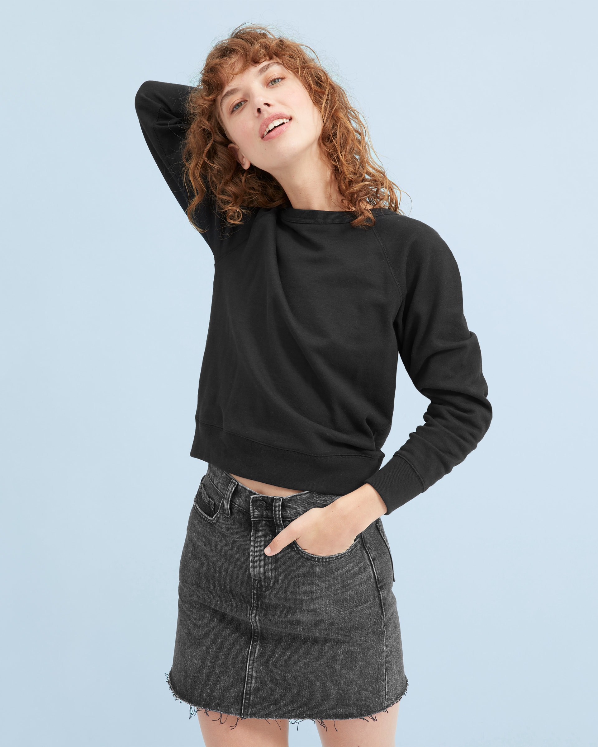 The Denim Skirt Washed Black (Raw Hem) Everlane