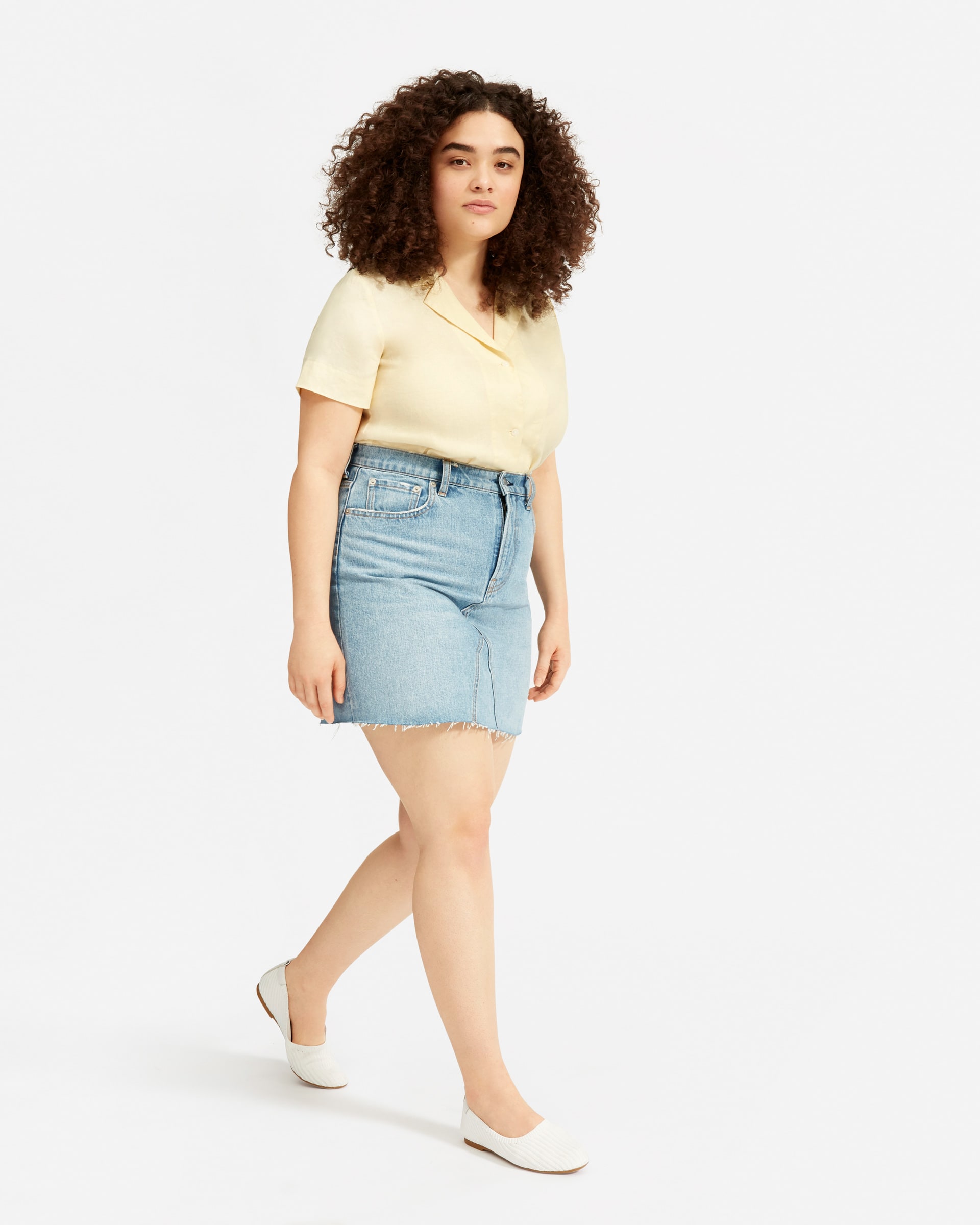 The Reconstructed Denim Skirt Vintage Light Blue (Raw Hem) Everlane
