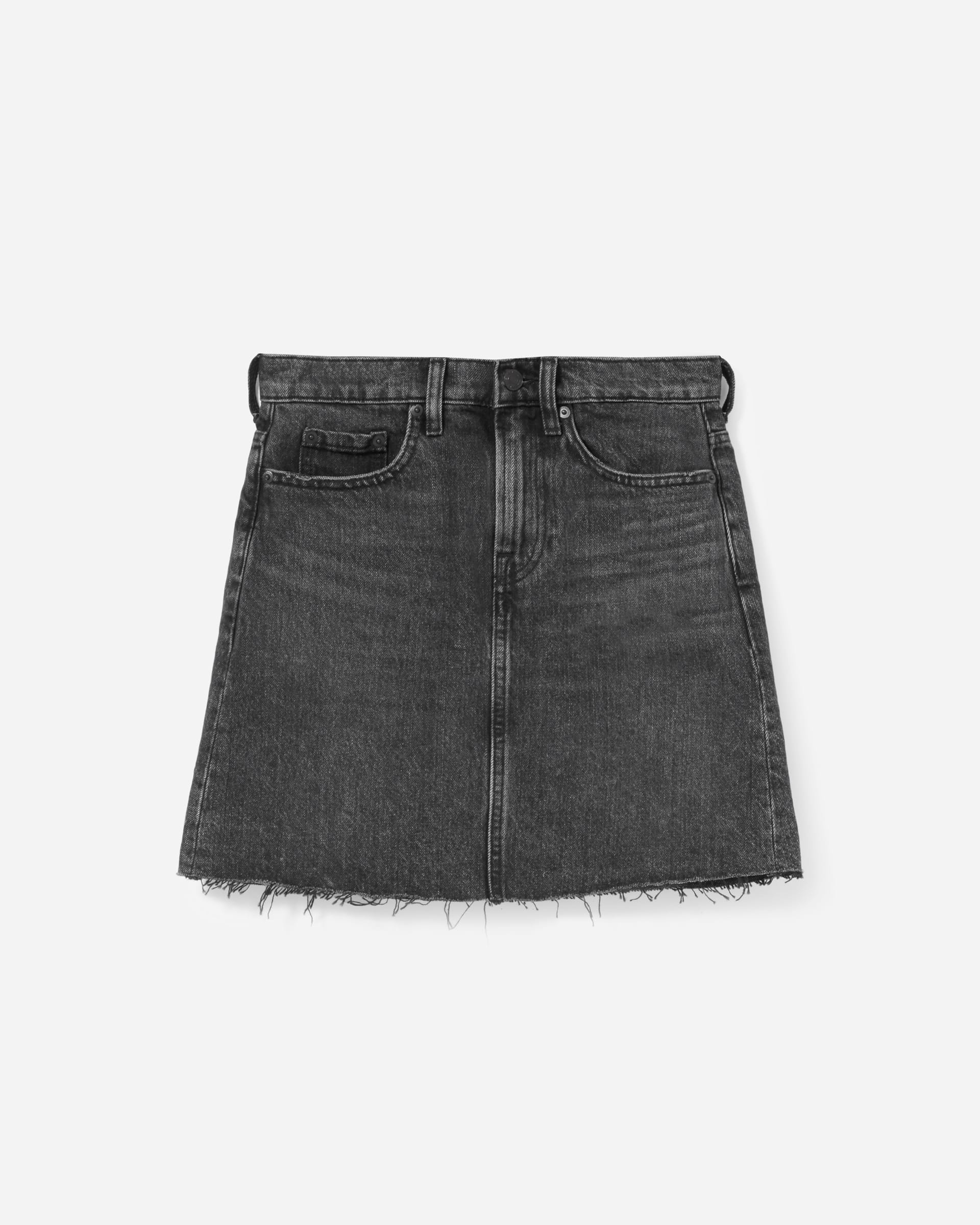 The Denim Skirt Washed Black (Raw Hem) Everlane