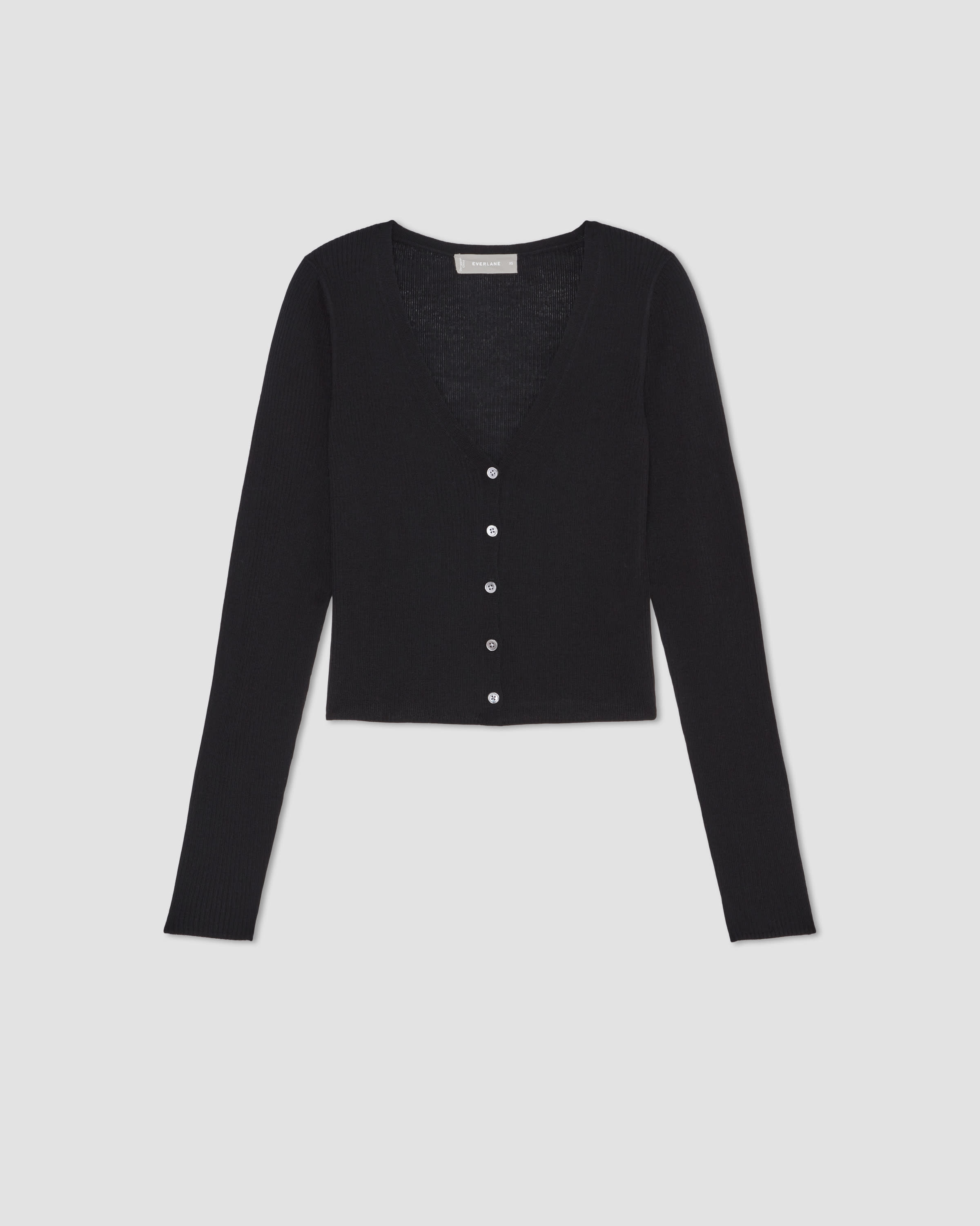 Caraline Superfine Merino Wool Cardigan in Black main image 1