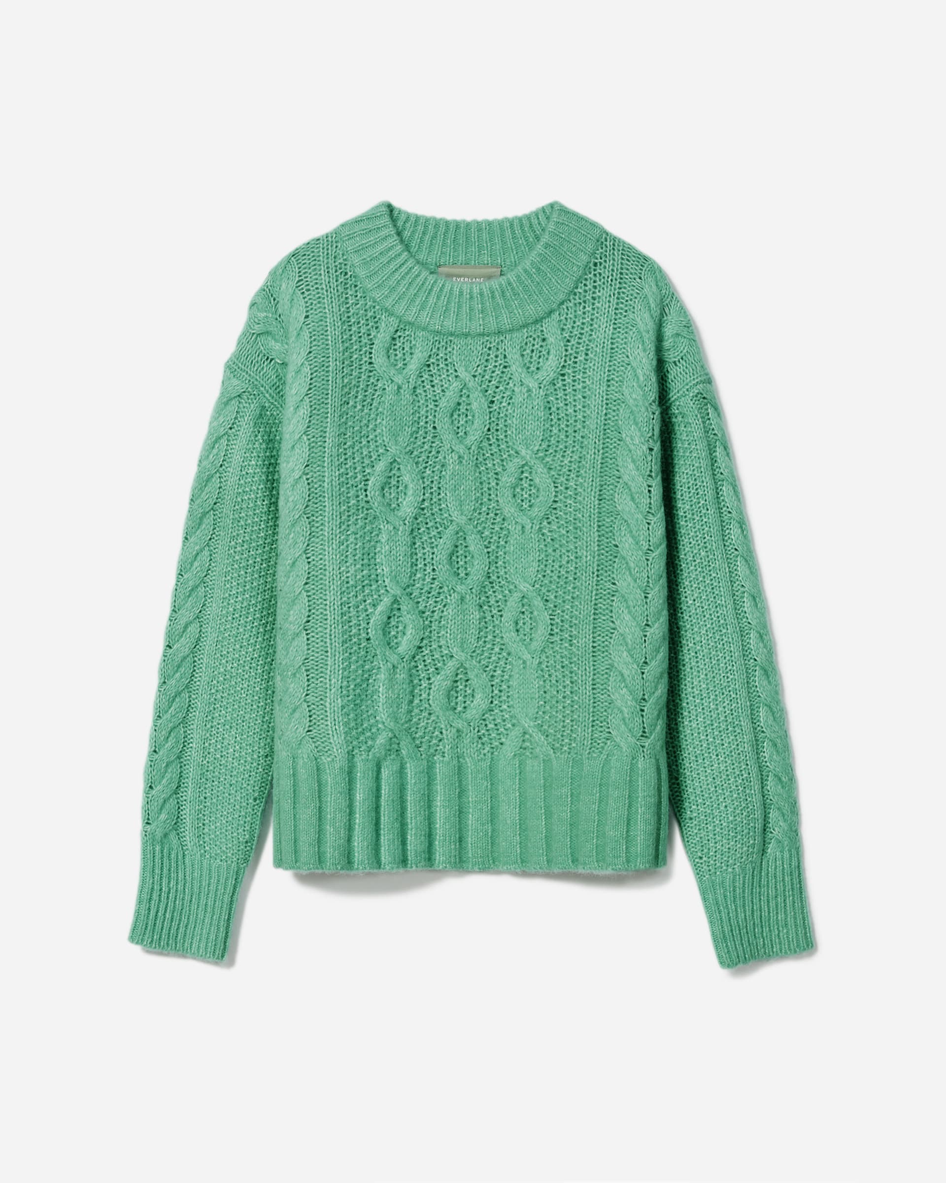The Cloud Cable-Knit Crew Jade – Everlane