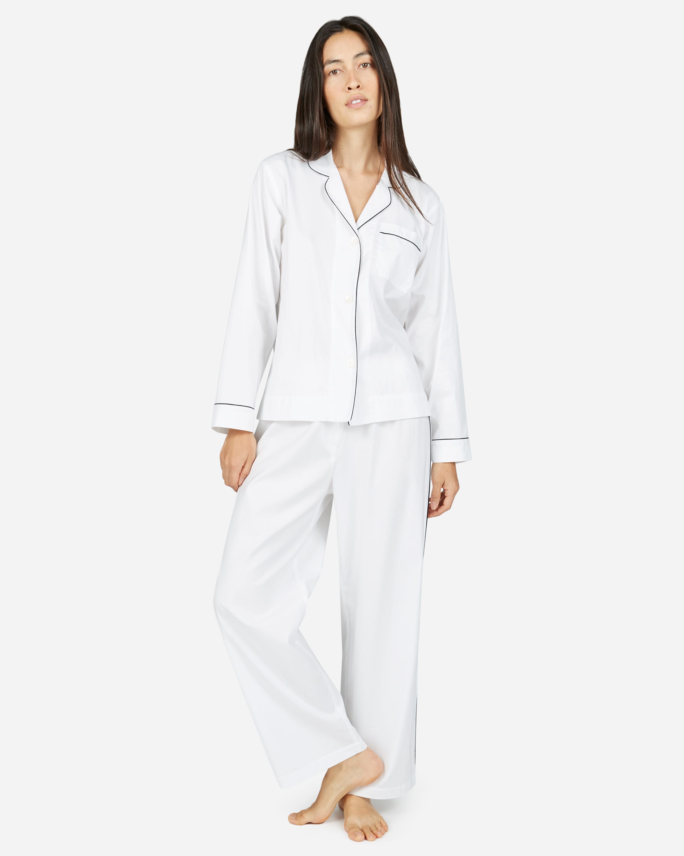 The Oxford Pajama Shirt White / Navy – Everlane