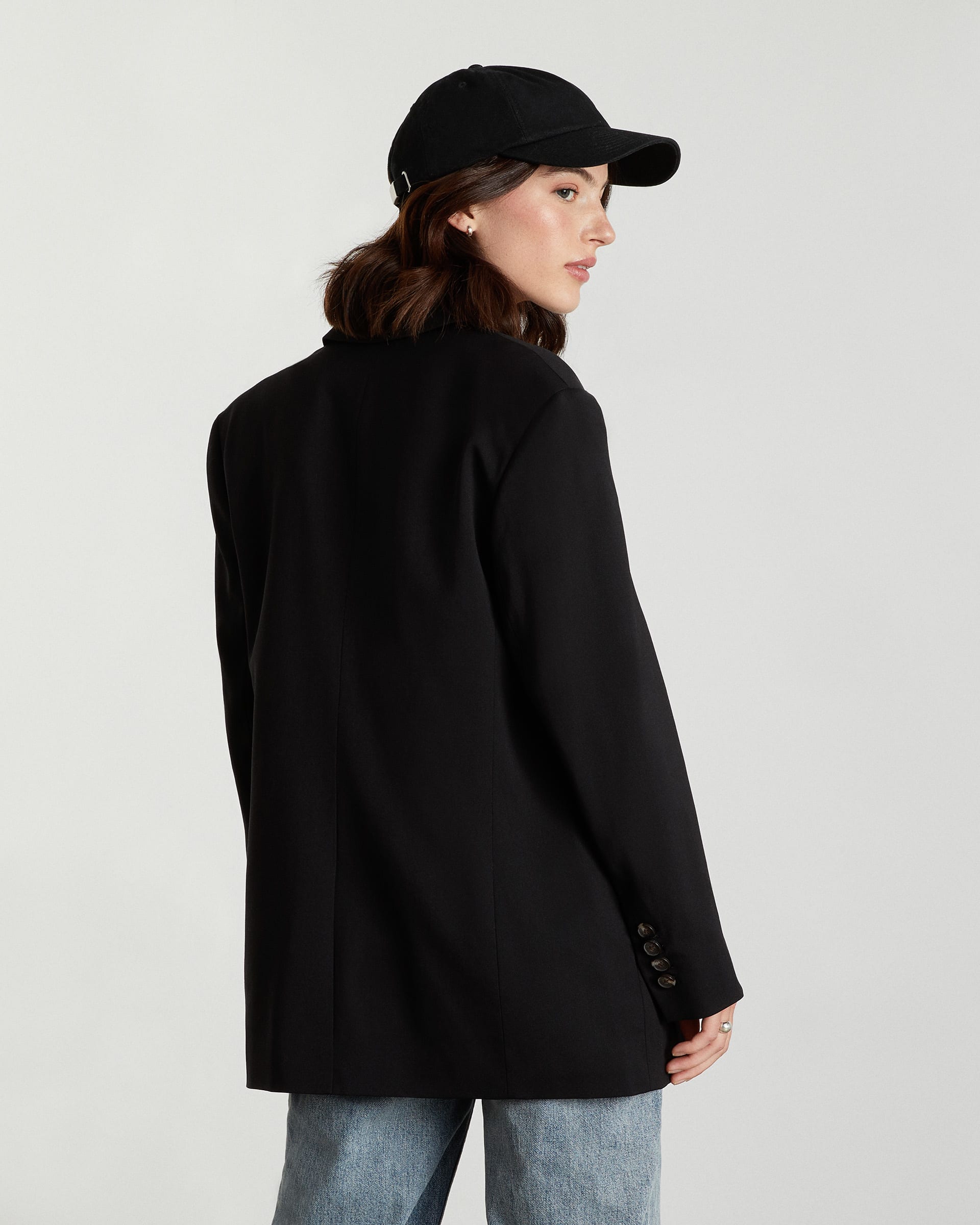 80's Long Black Lace Trimmed Blazer