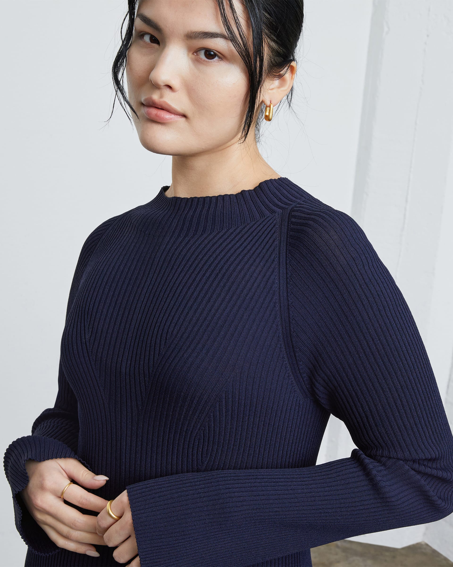 Everlane tiered mock neck dress clearance