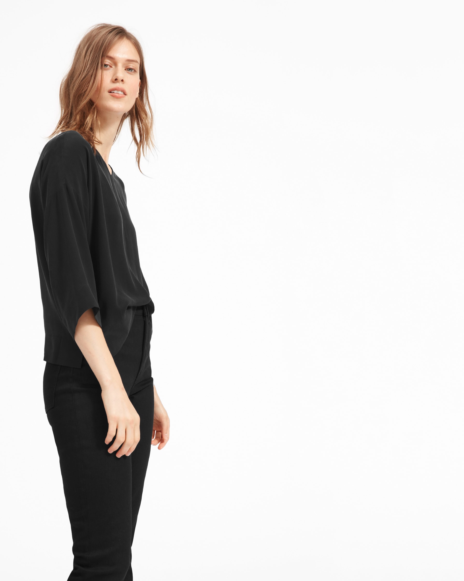 The Clean Silk VNeck Blouse Black Everlane
