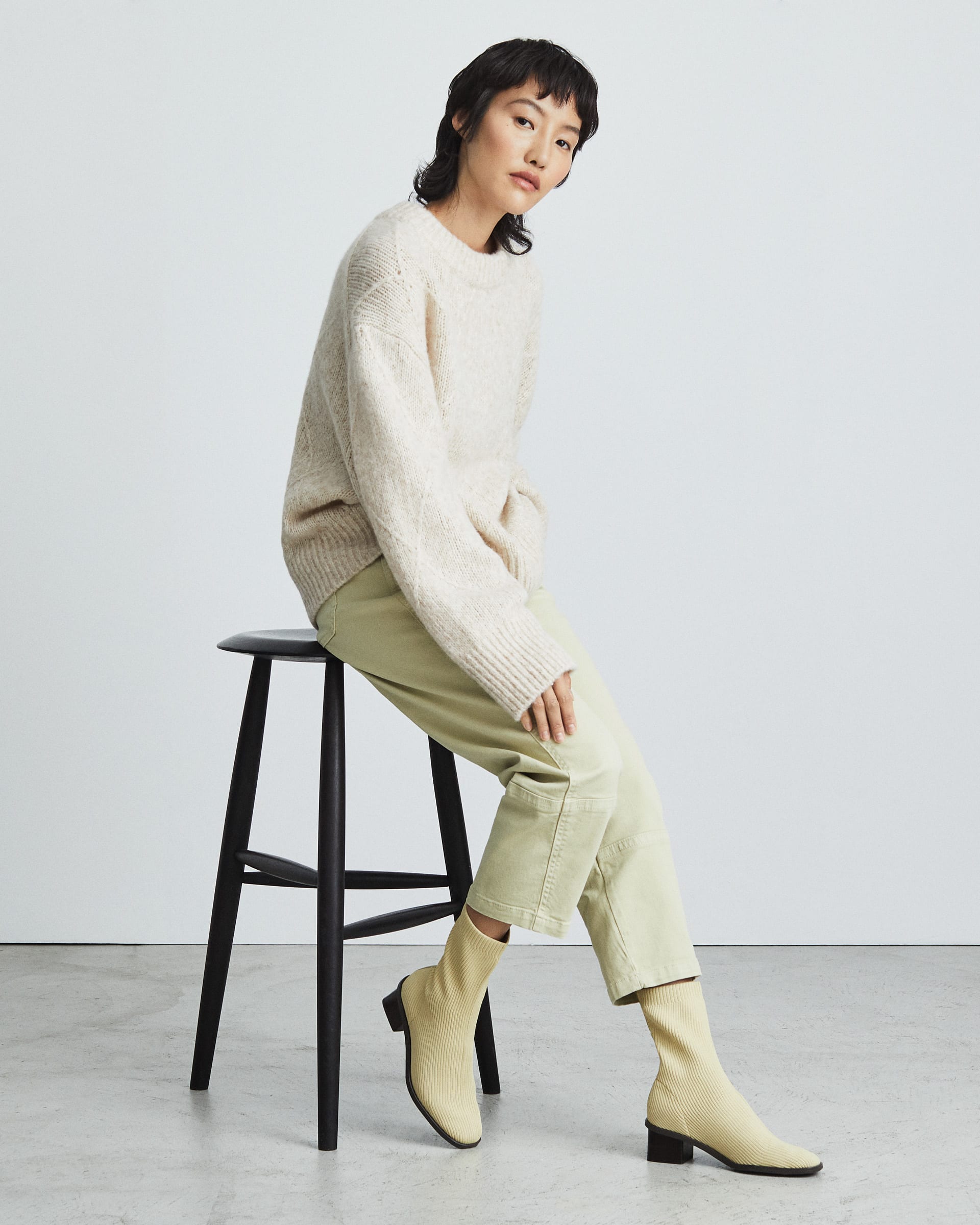 The High-Ankle Glove Boot in ReKnit® Pale Yellow – Everlane