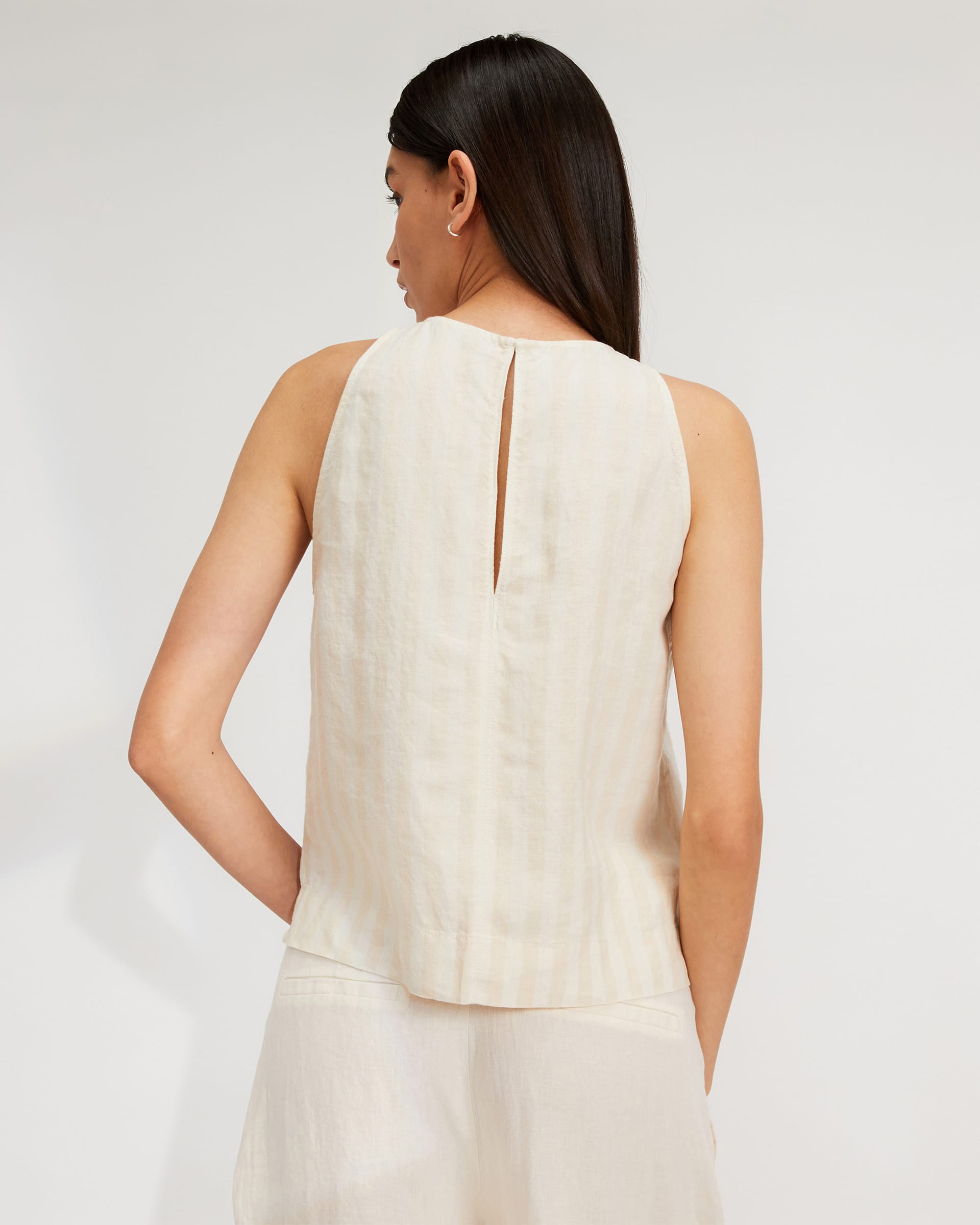 Silvana Double V Neck Linen Tank main image 0