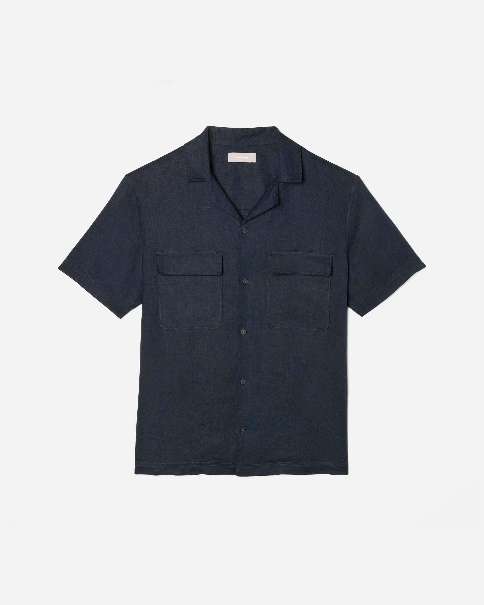 Men's Relaxed Linen Shirt - Navy main image 1
