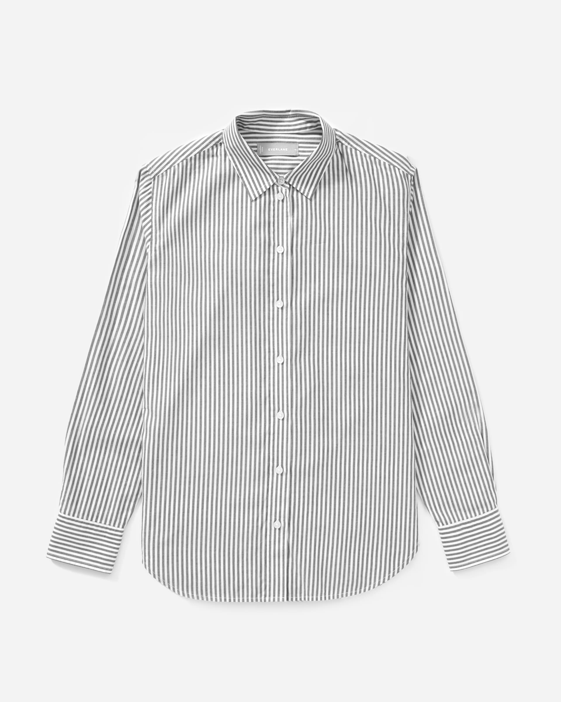 The Silky Cotton Relaxed Shirt Grey / White – Everlane