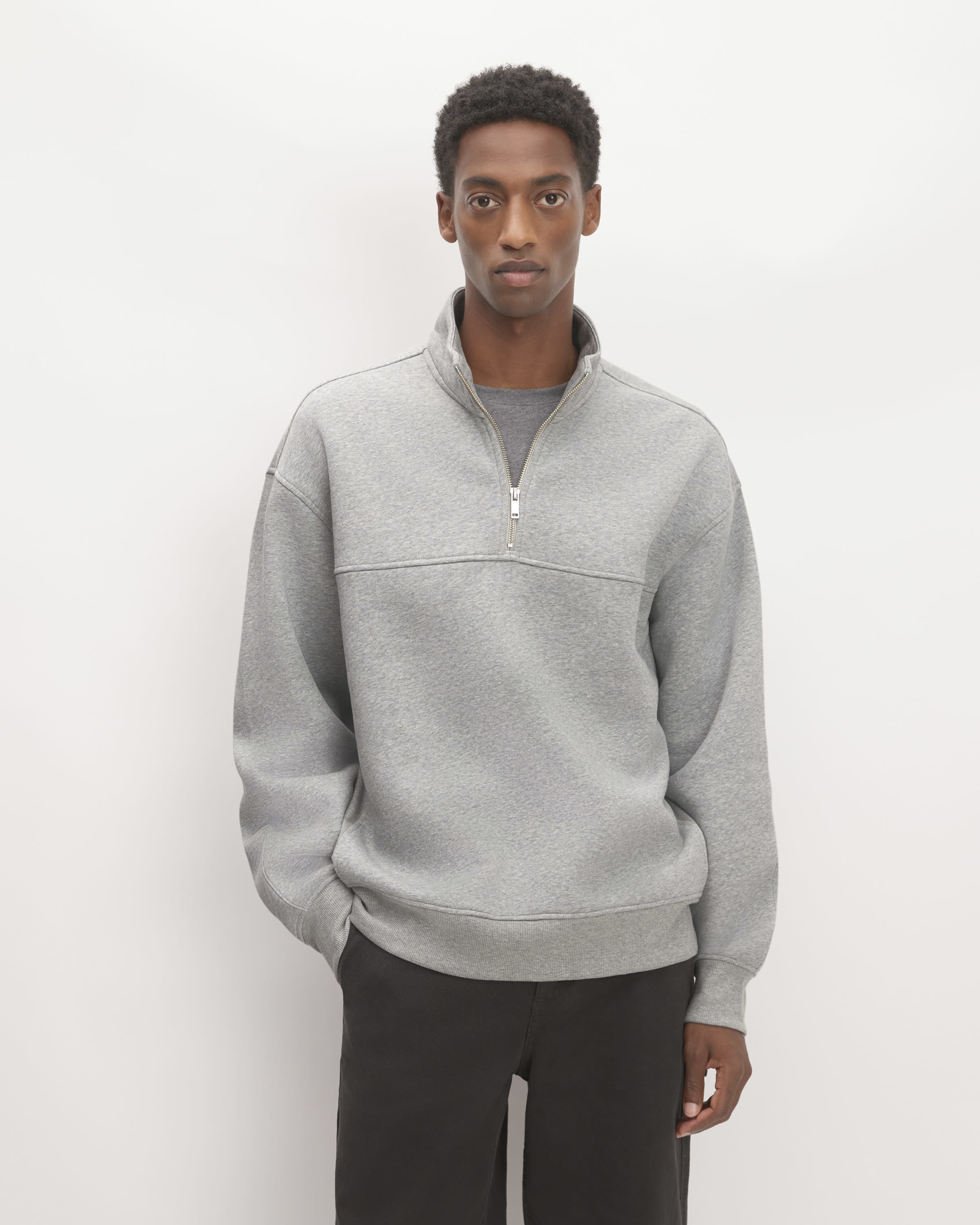 Everlane Men's Renew Fleece Half-Zip - Heathered Grey