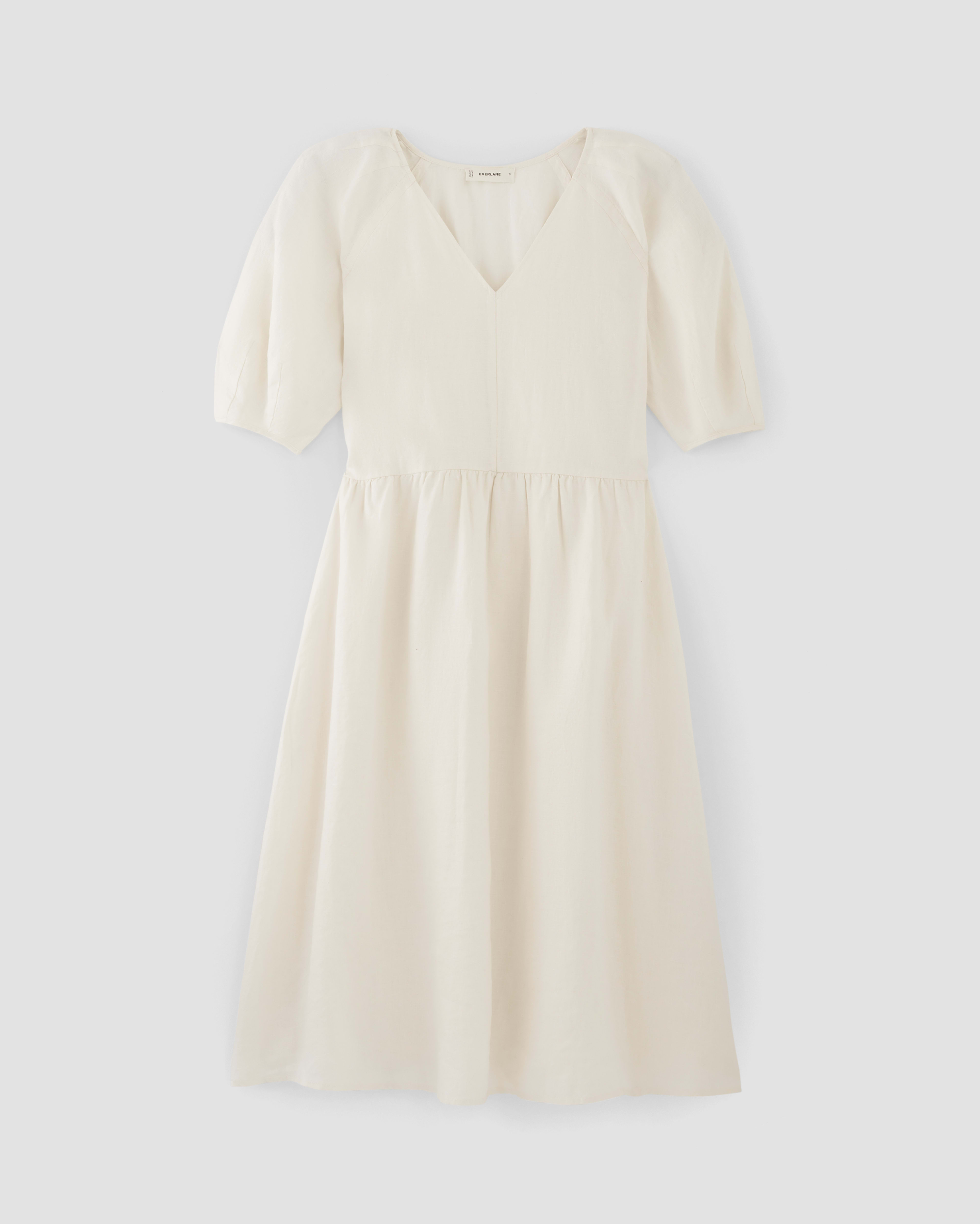 Image of The Linen Oversized Puff-Sleeve Dress